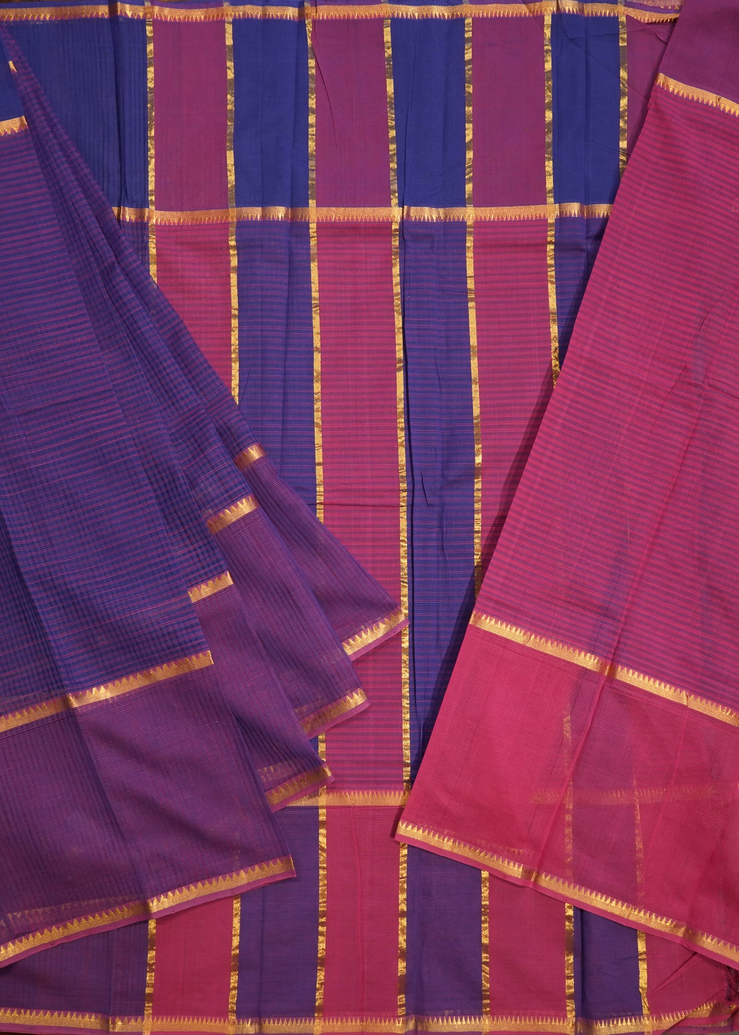 Violet Mangalagiri Missing Checks Pure Cotton Handloom Saree