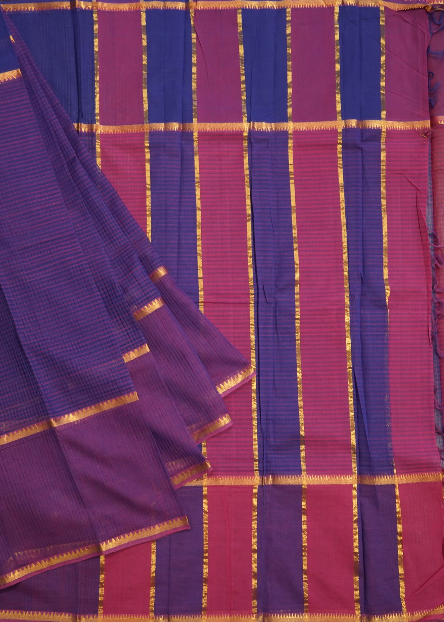 Violet Mangalagiri Missing Checks Pure Cotton Handloom Saree