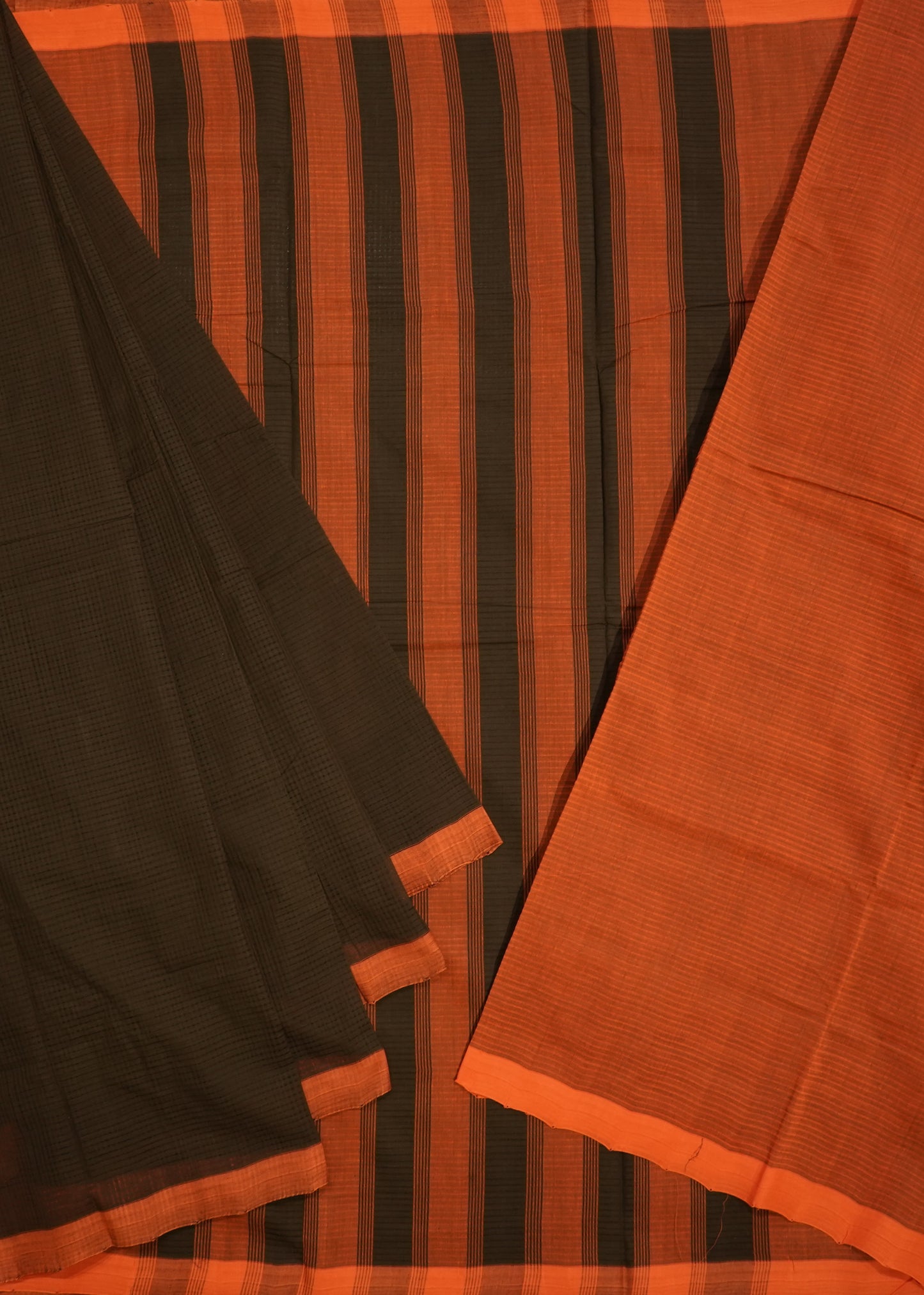 Coffee Brown Mangalagiri Missing Checks Pure Cotton Handloom Saree
