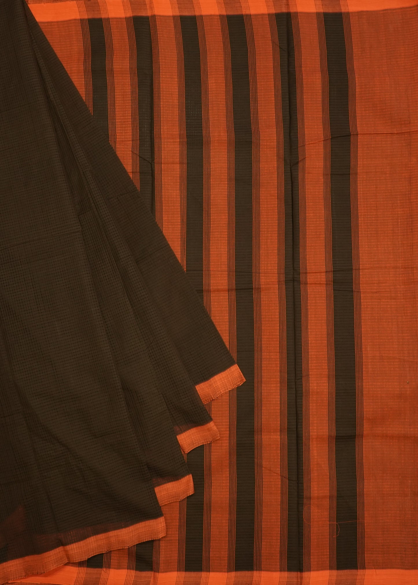 Coffee Brown Mangalagiri Missing Checks Pure Cotton Handloom Saree
