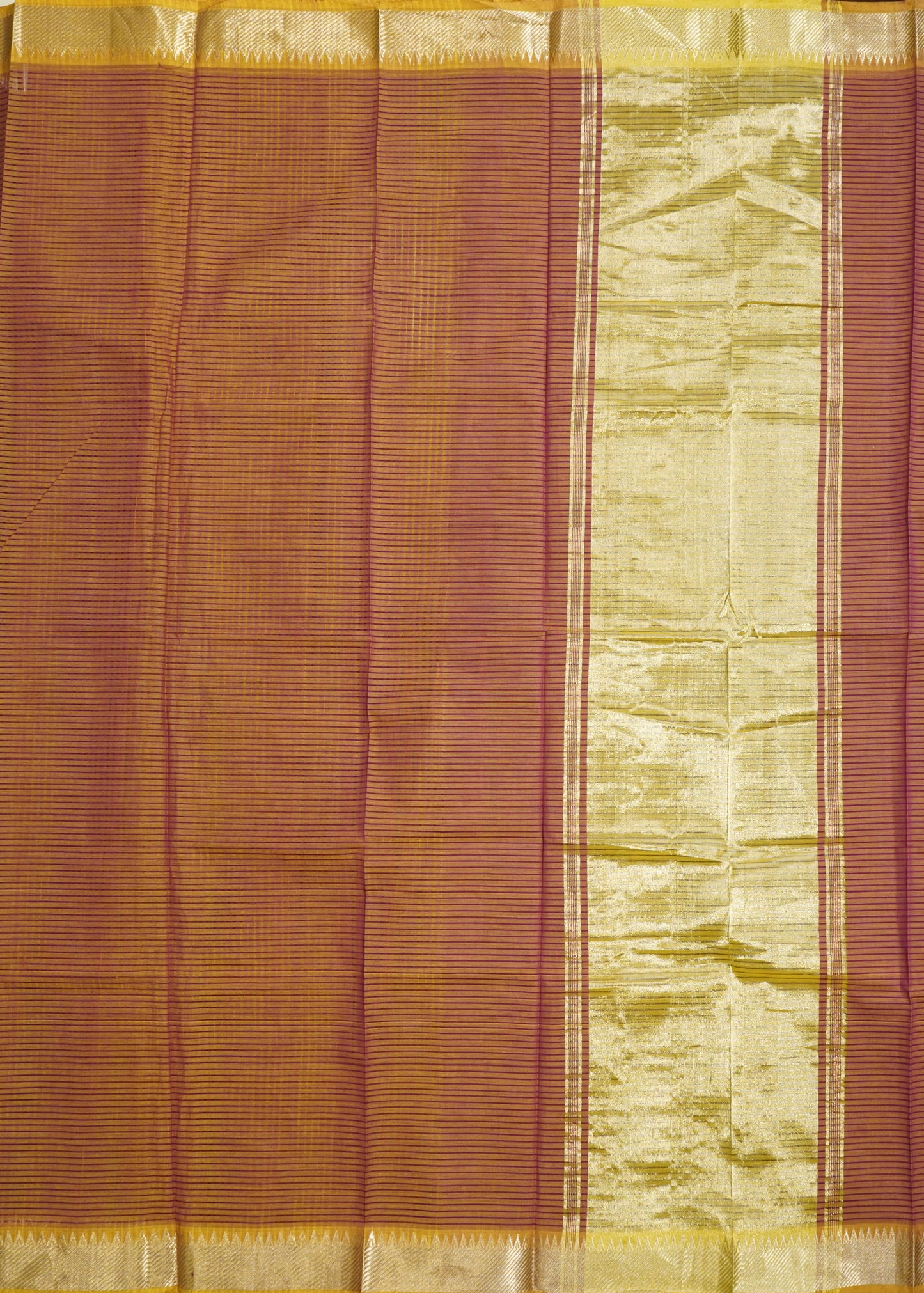 Orange Mangalagiri Zari Border Pure Cotton Handloom Saree