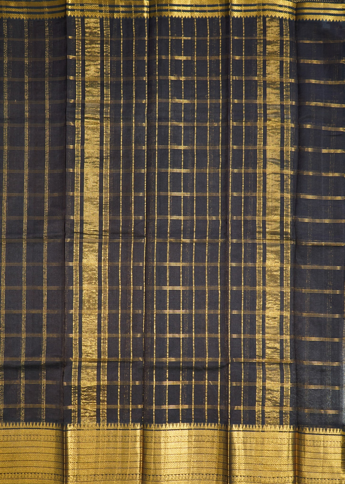 Gray Mangalagiri Pattu Zari Gadi Pure Silk Handloom Saree