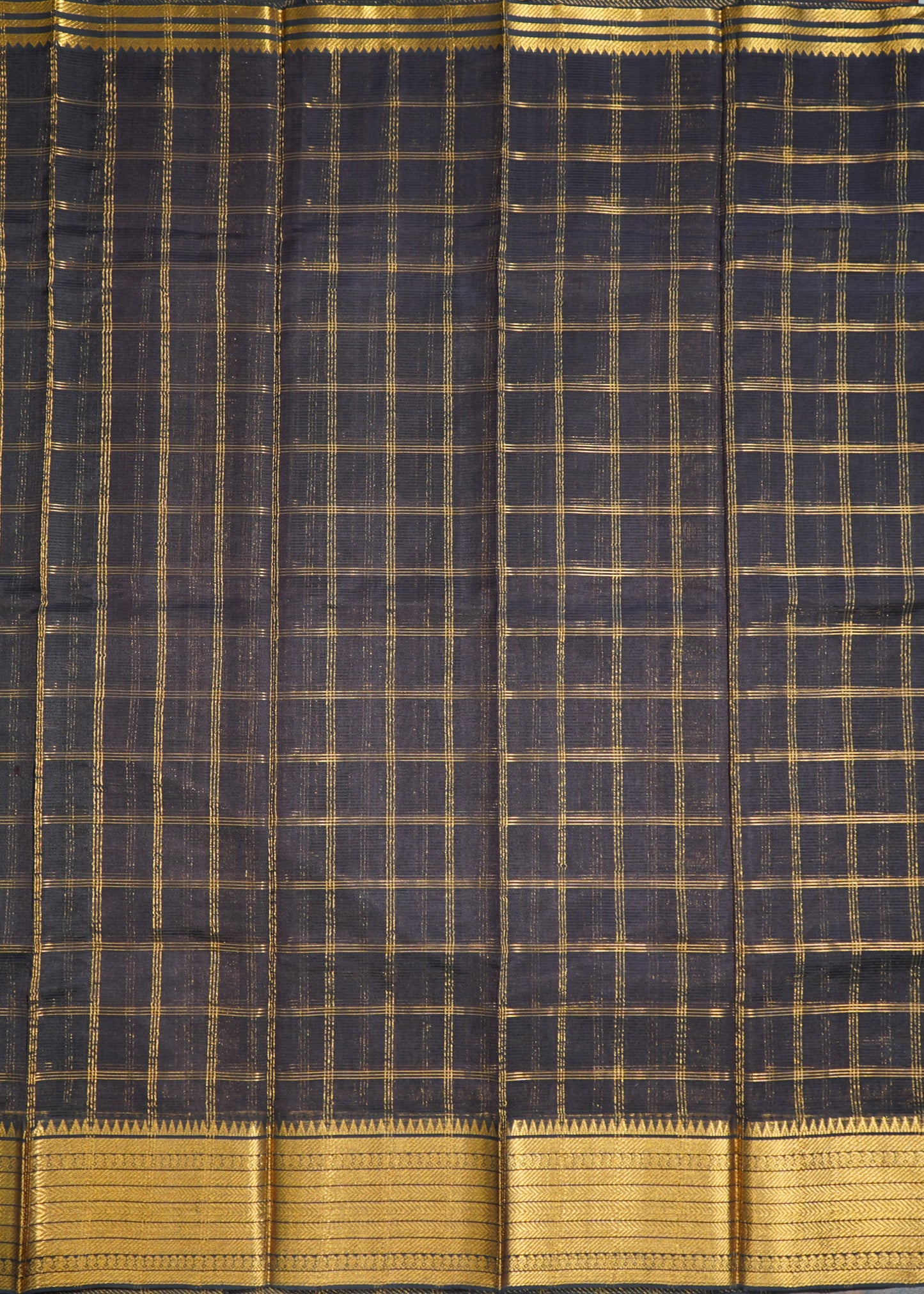 Gray Mangalagiri Pattu Zari Gadi Pure Silk Handloom Saree