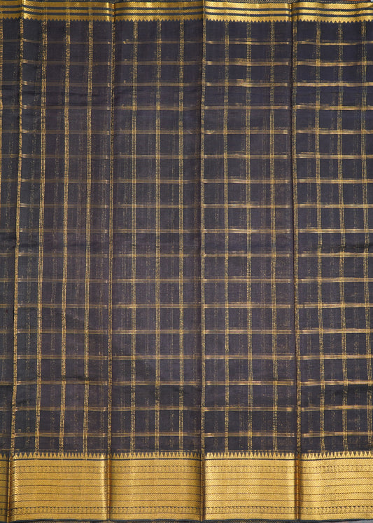 Gray Mangalagiri Pattu Zari Gadi Pure Silk Handloom Saree
