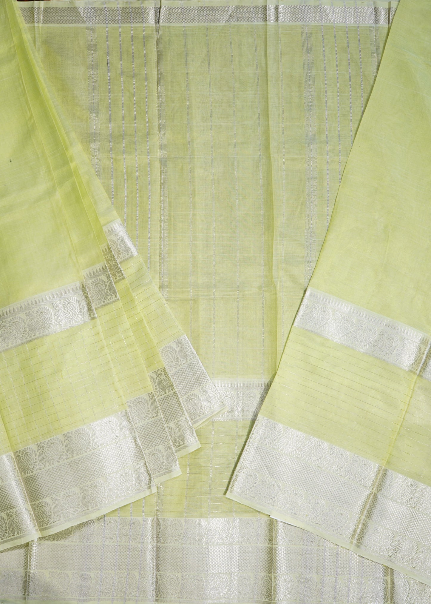 Light Green Mangalagiri Kanchi Border Pure Silk Handloom Saree