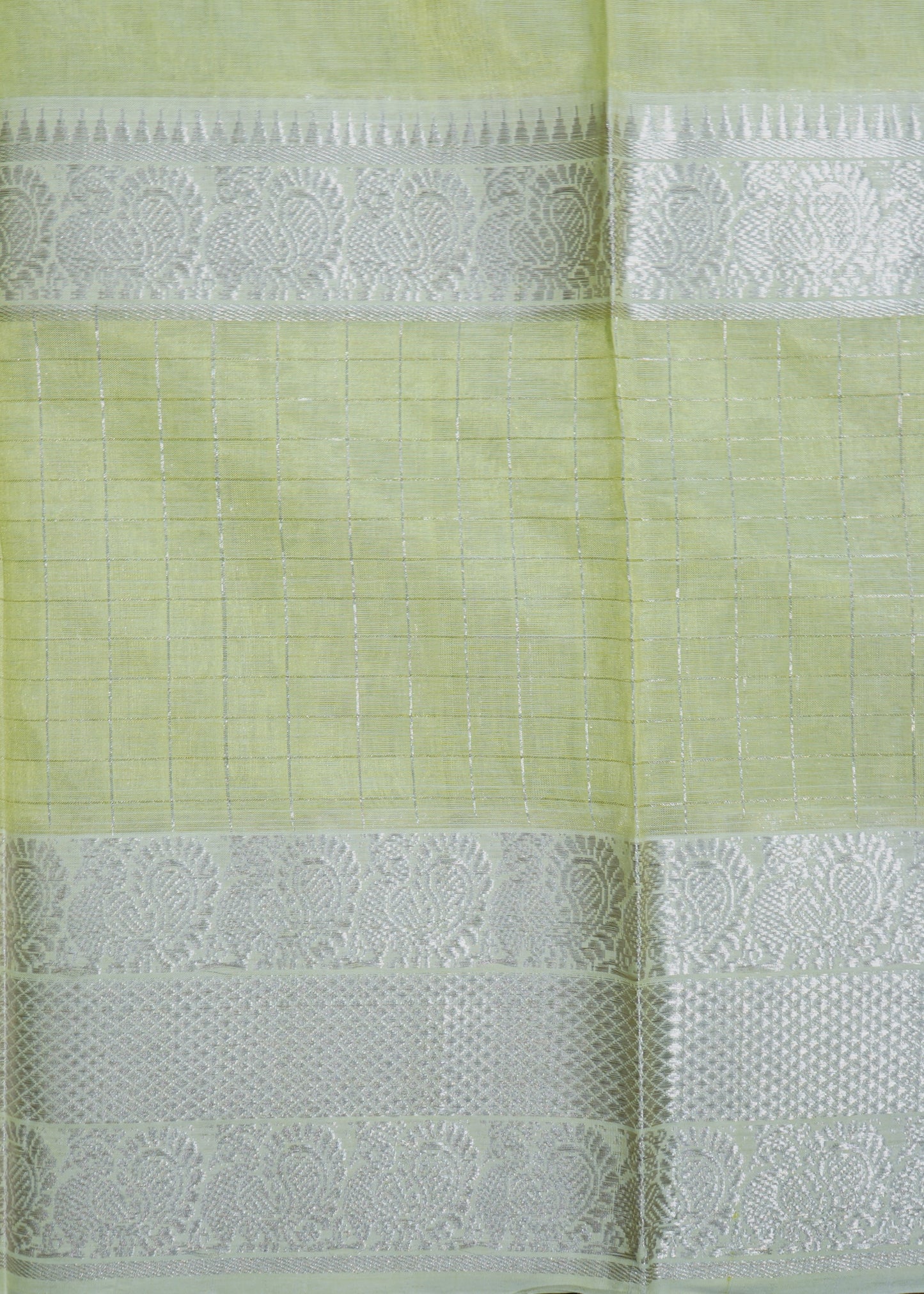 Light Green Mangalagiri Kanchi Border Pure Silk Handloom Saree