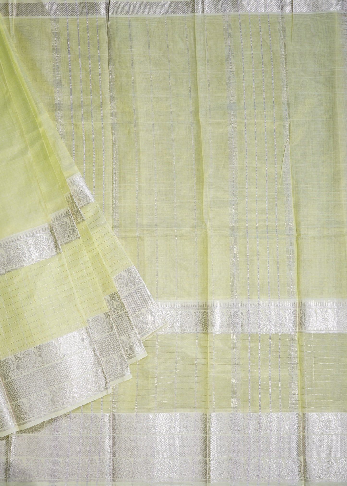 Light Green Mangalagiri Kanchi Border Pure Silk Handloom Saree