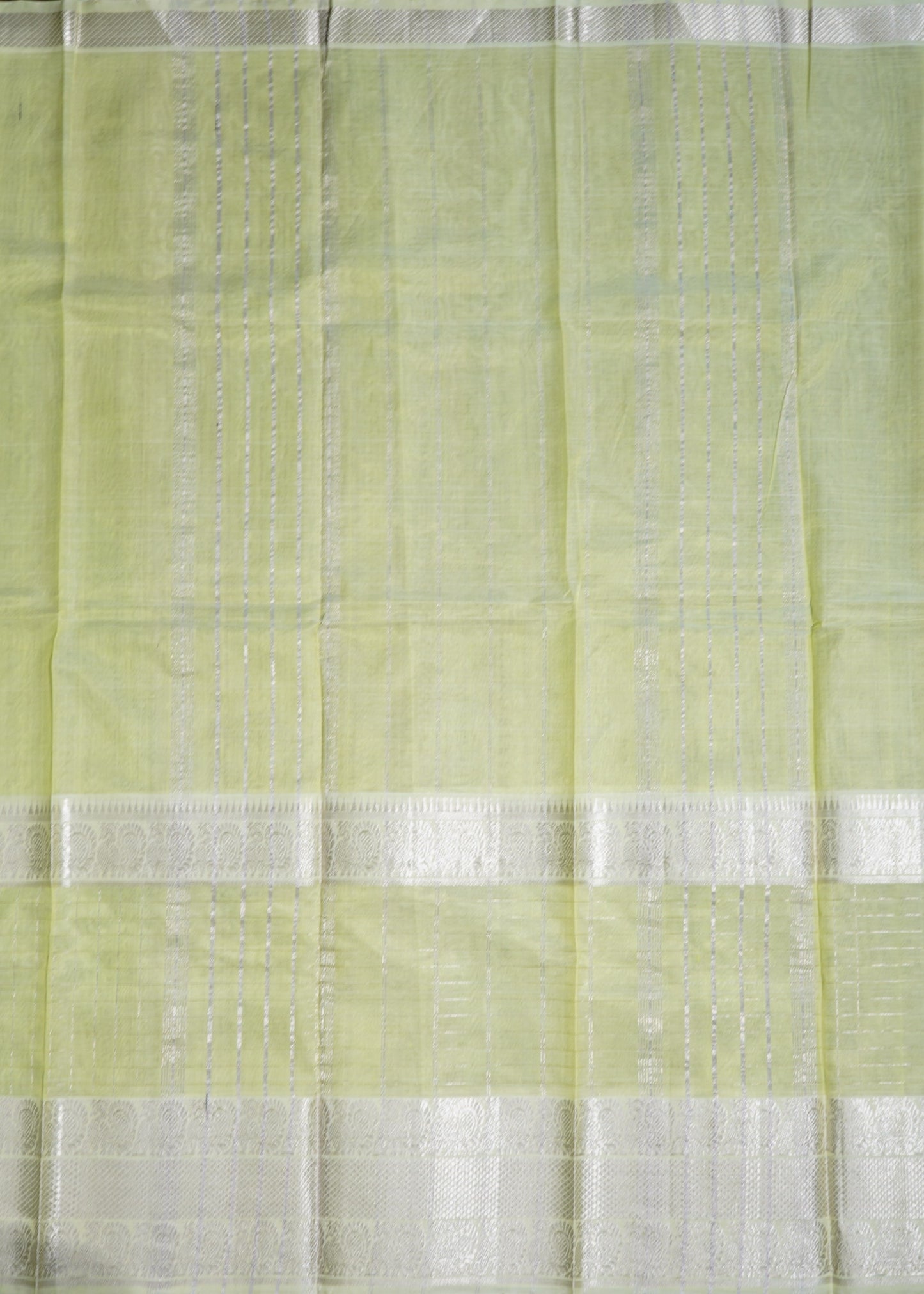 Light Green Mangalagiri Kanchi Border Pure Silk Handloom Saree