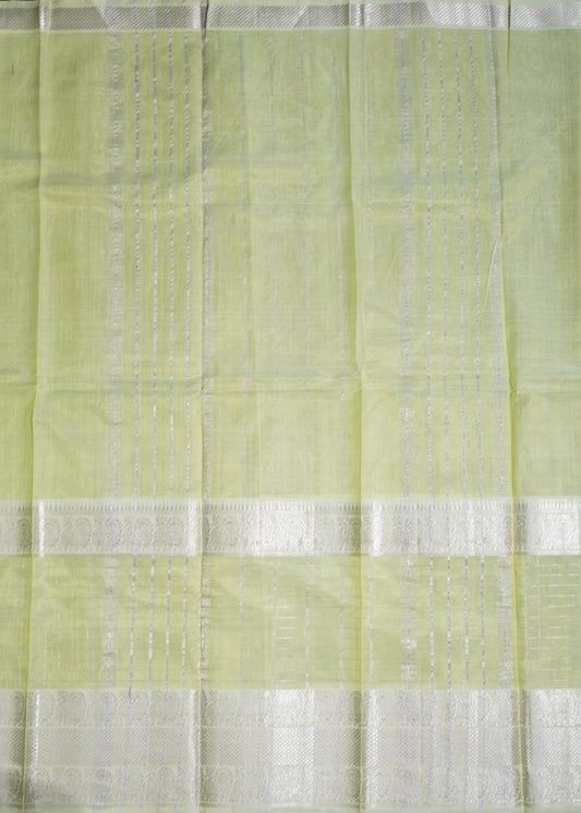 Light Green Mangalagiri Kanchi Border Pure Silk Handloom Saree