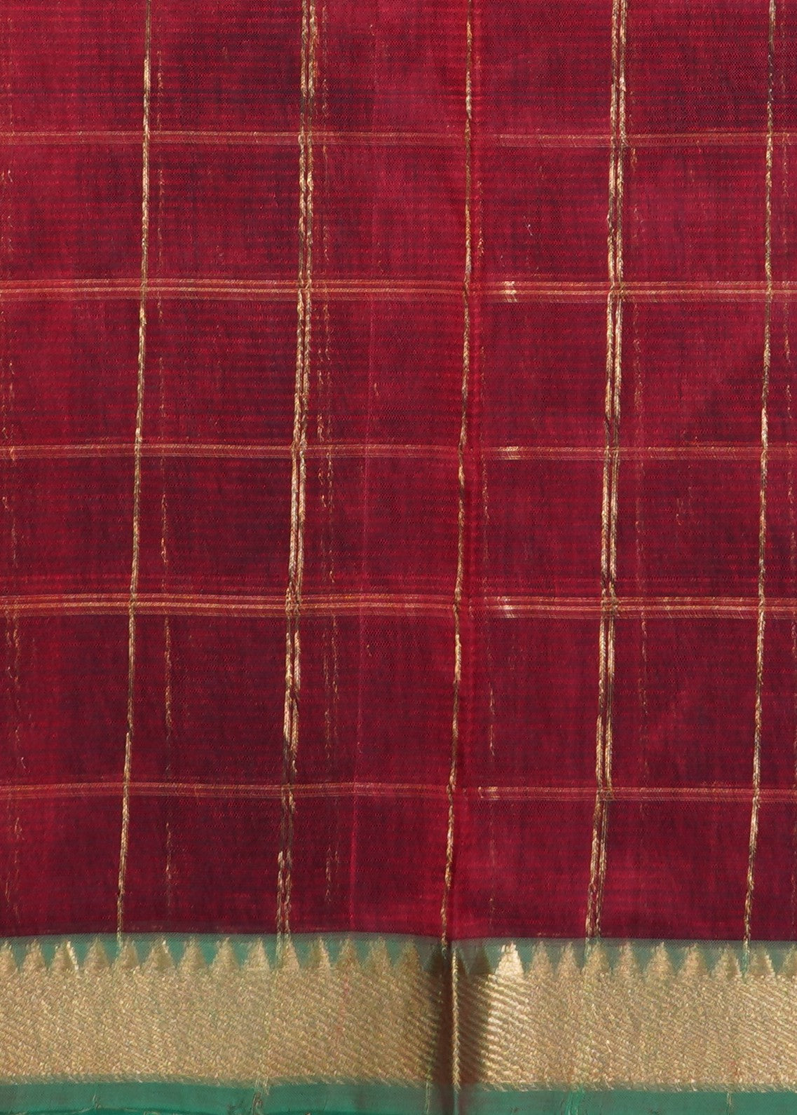 Red Mangalagiri 50/50 Zari Gadi Pure Silk Handloom Saree