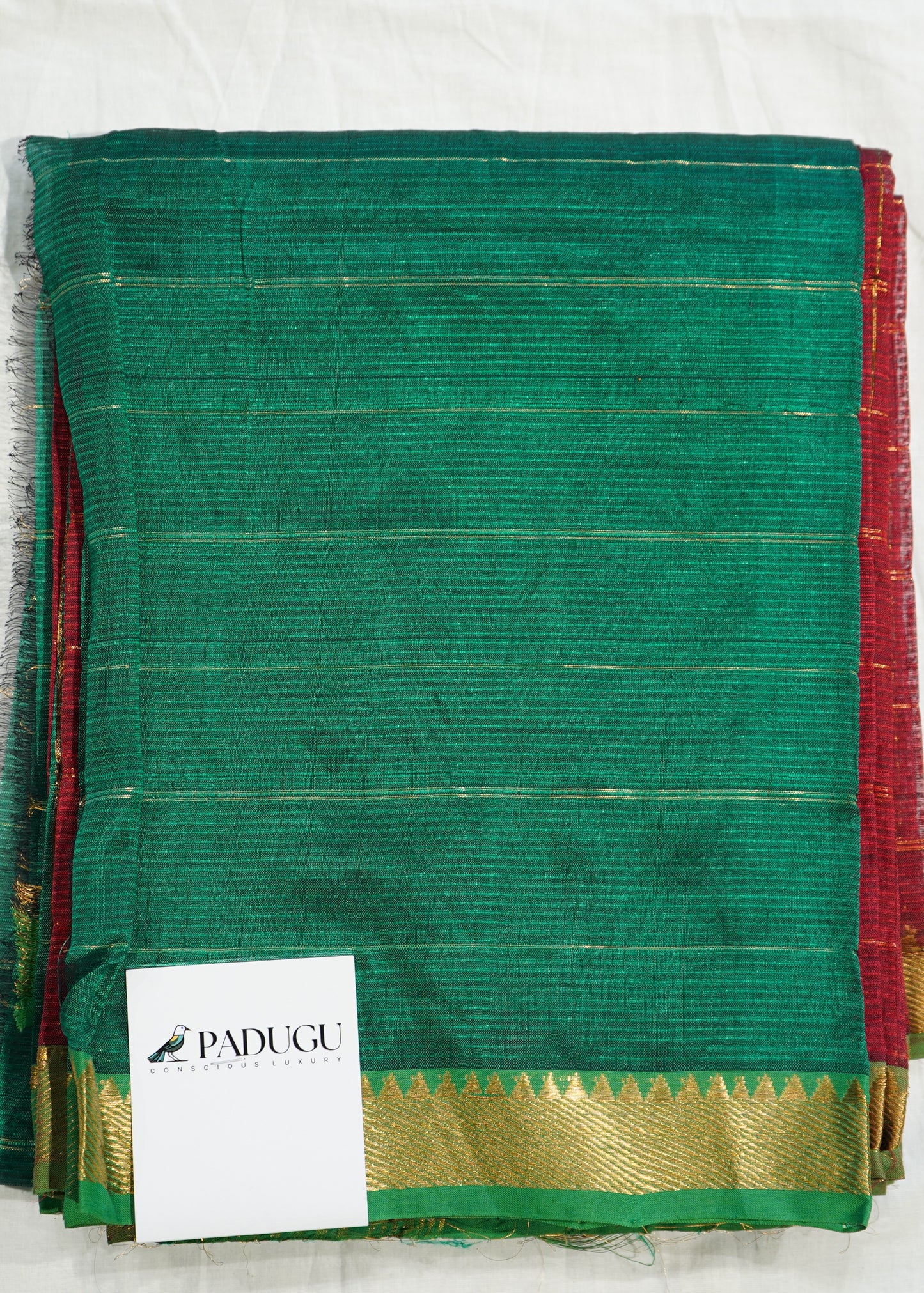 Red Mangalagiri 50/50 Zari Gadi Pure Silk Handloom Saree