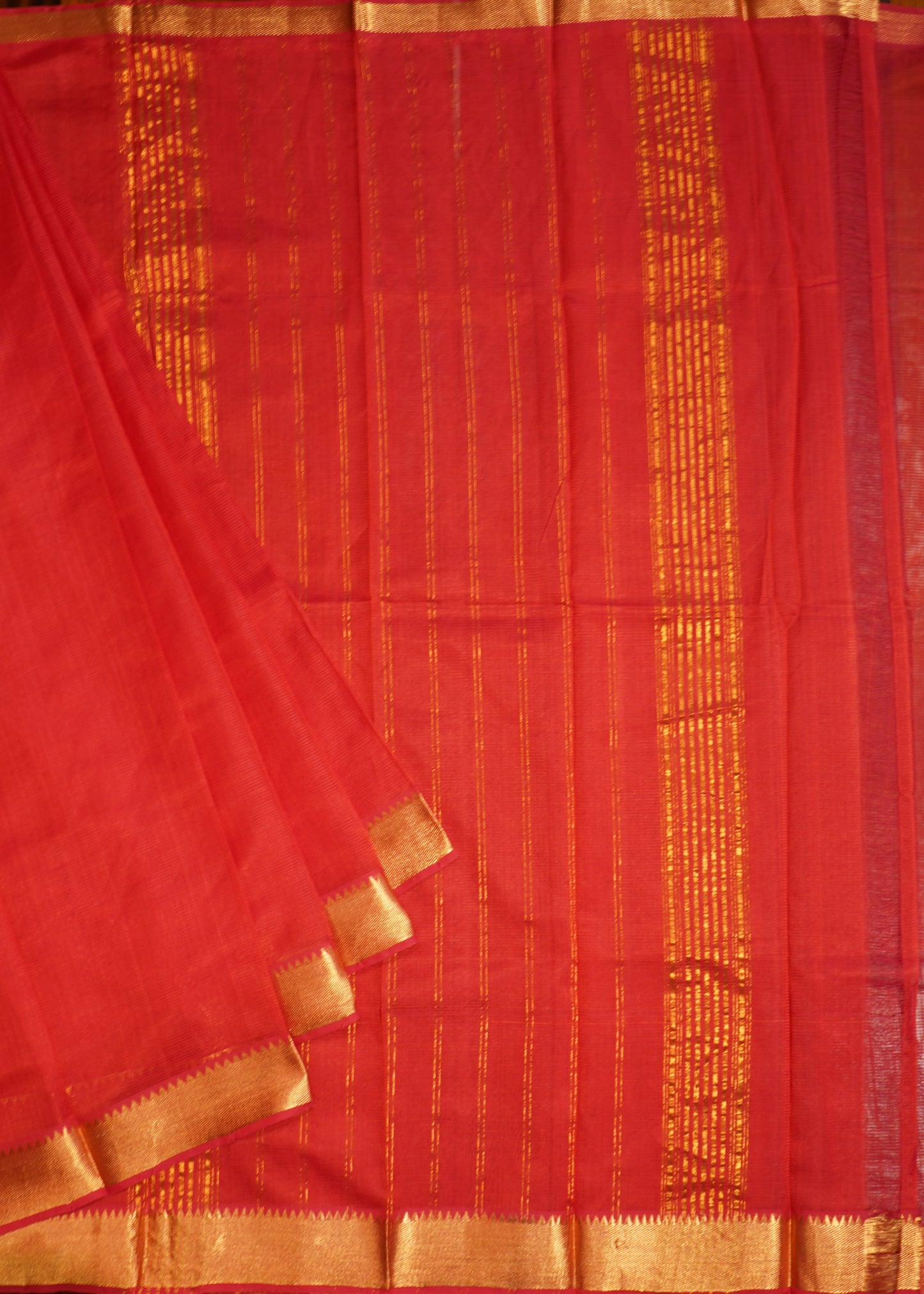 Red Mangalagiri 100/50 Zari Border Pure Silk Handloom Saree