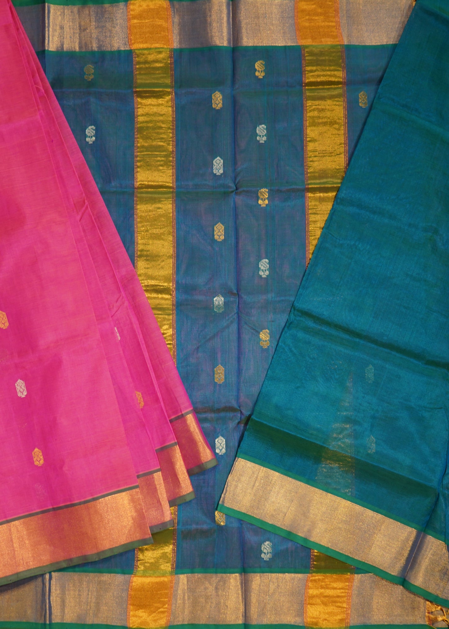 Pink Mangalagiri Pattu Small Anchu Pure Silk Handloom Saree