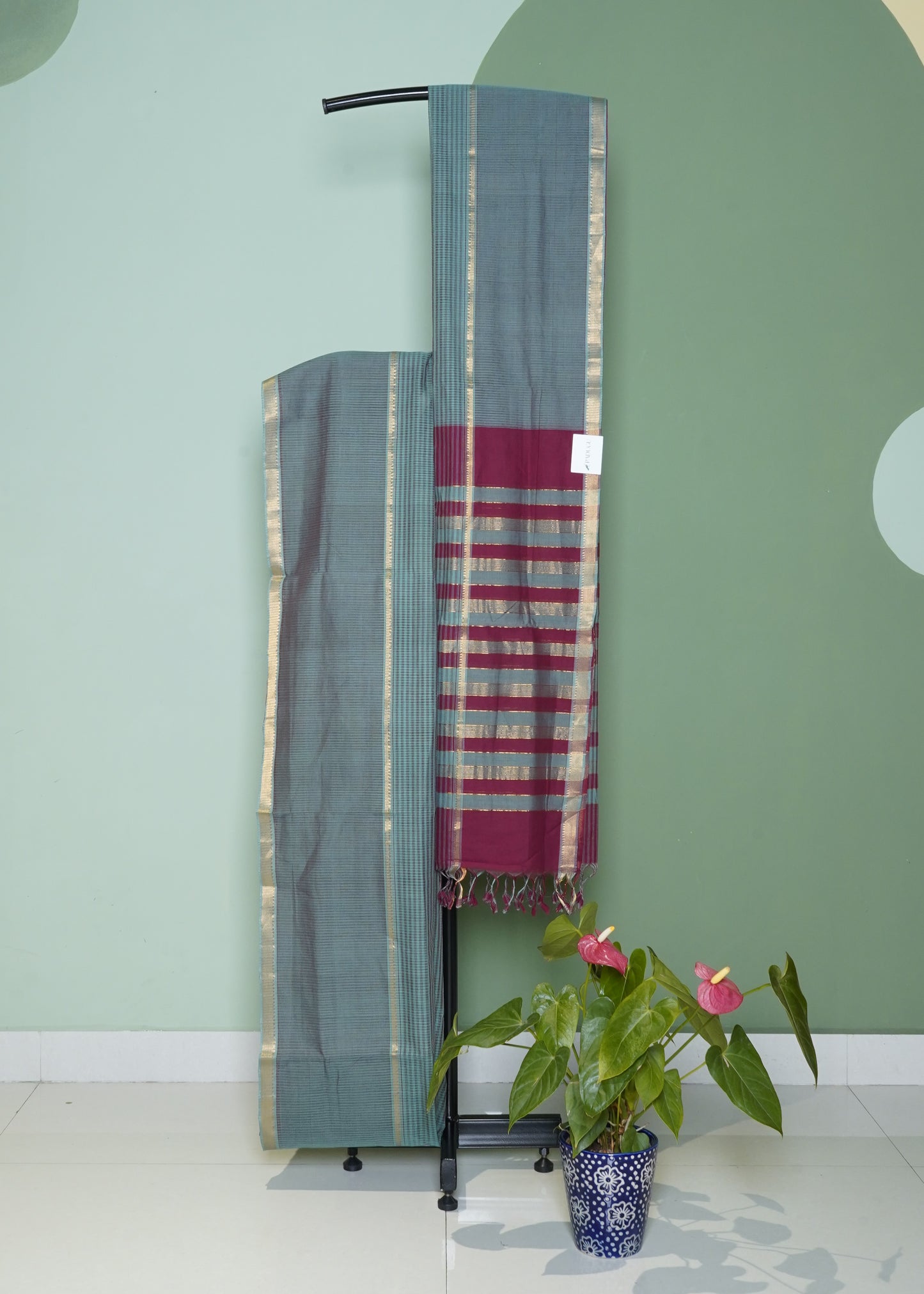 Light Green Mangalagiri 3D Design Pure Cotton Handloom Saree