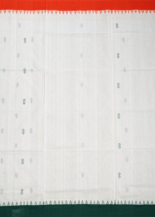 White East Godavari Kuppadam Buta Design Pure Cotton Handloom Saree