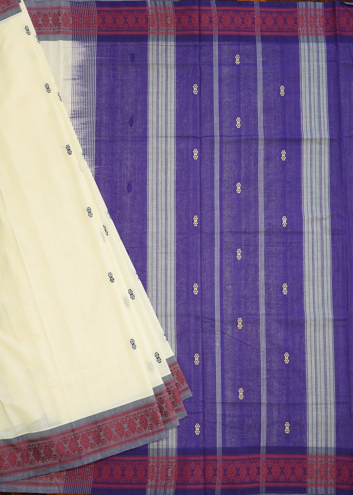 Cream East Godavari Chennai Design Pure Cotton Handloom Saree
