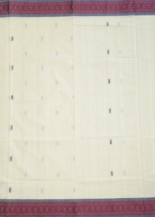 Cream East Godavari Chennai Design Pure Cotton Handloom Saree