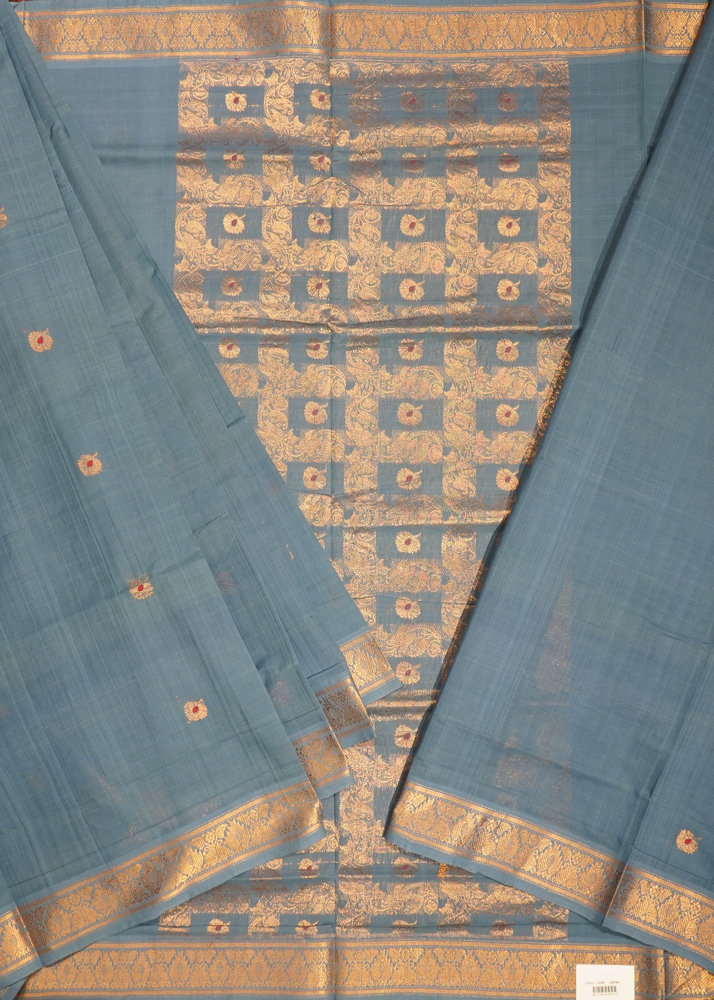 Gray East Godavari sahiti Design Pure Cotton Handloom Saree