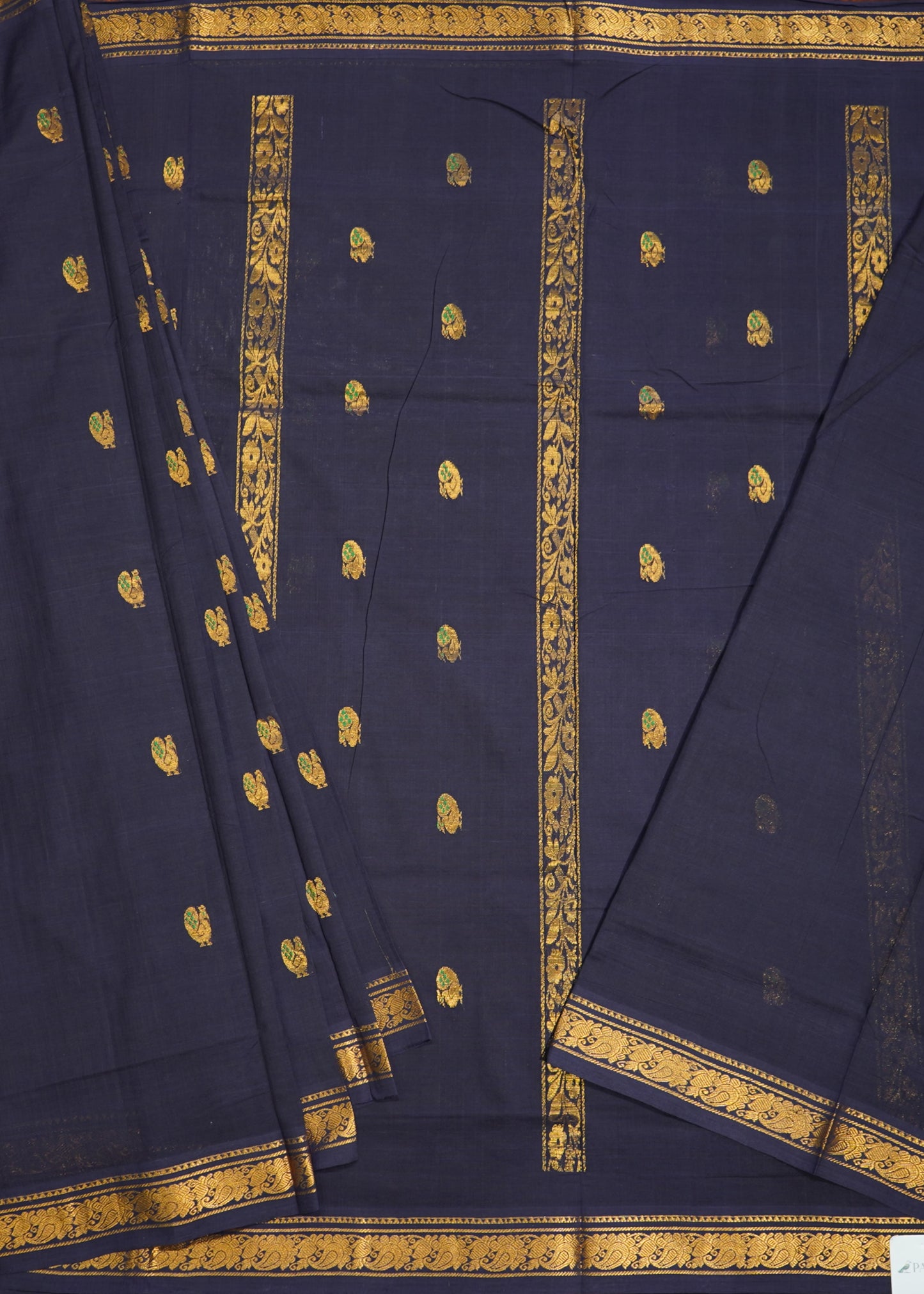 Navy Blue East Godavari Nemali Design Pure Cotton Handloom Saree