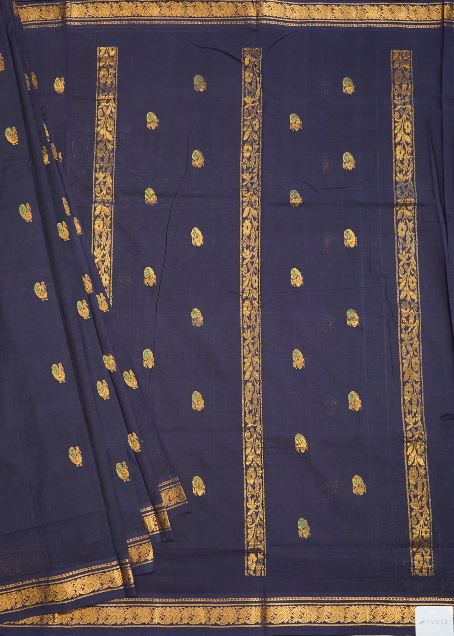 Navy Blue East Godavari Nemali Design Pure Cotton Handloom Saree