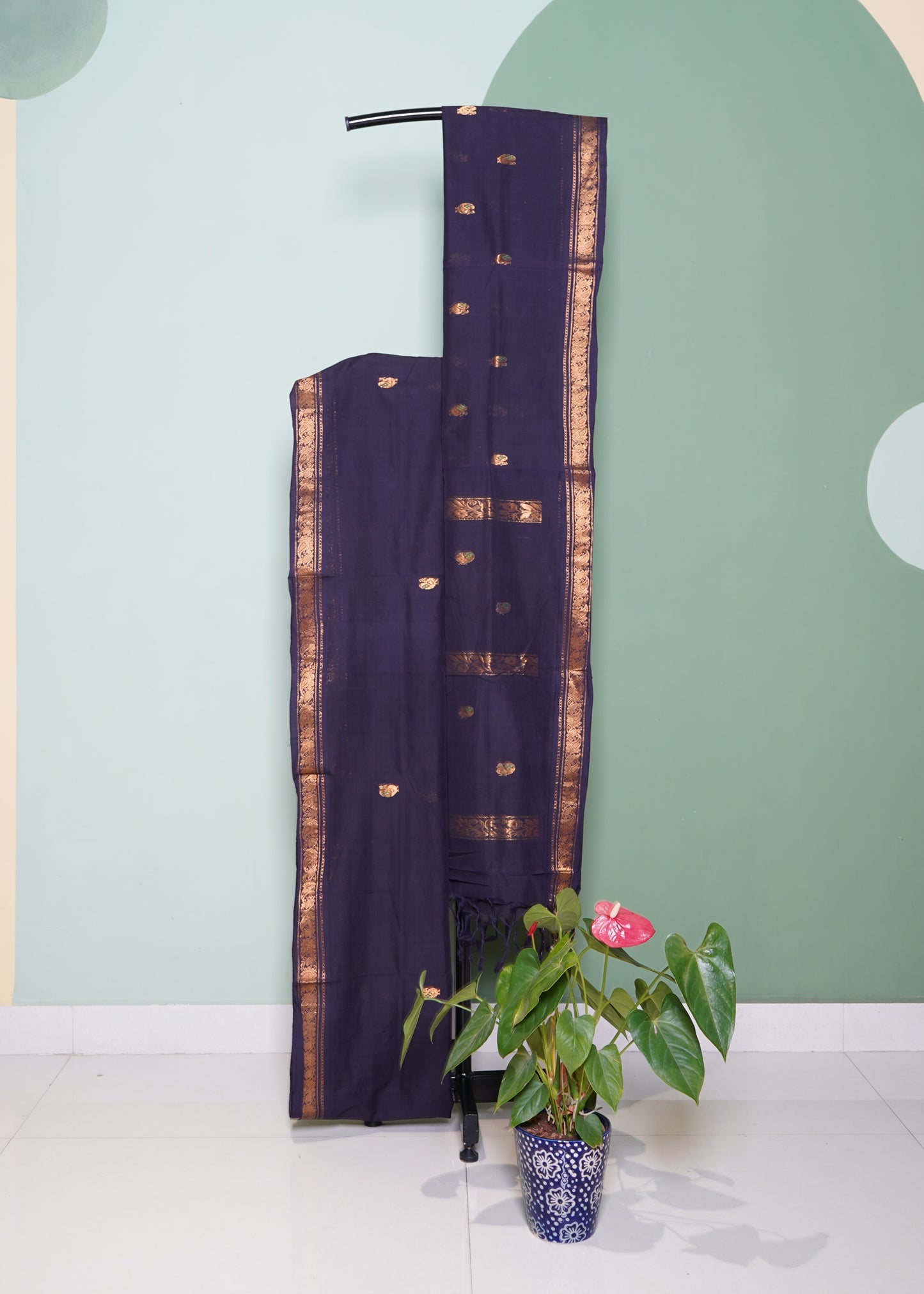 Navy Blue East Godavari Nemali Design Pure Cotton Handloom Saree