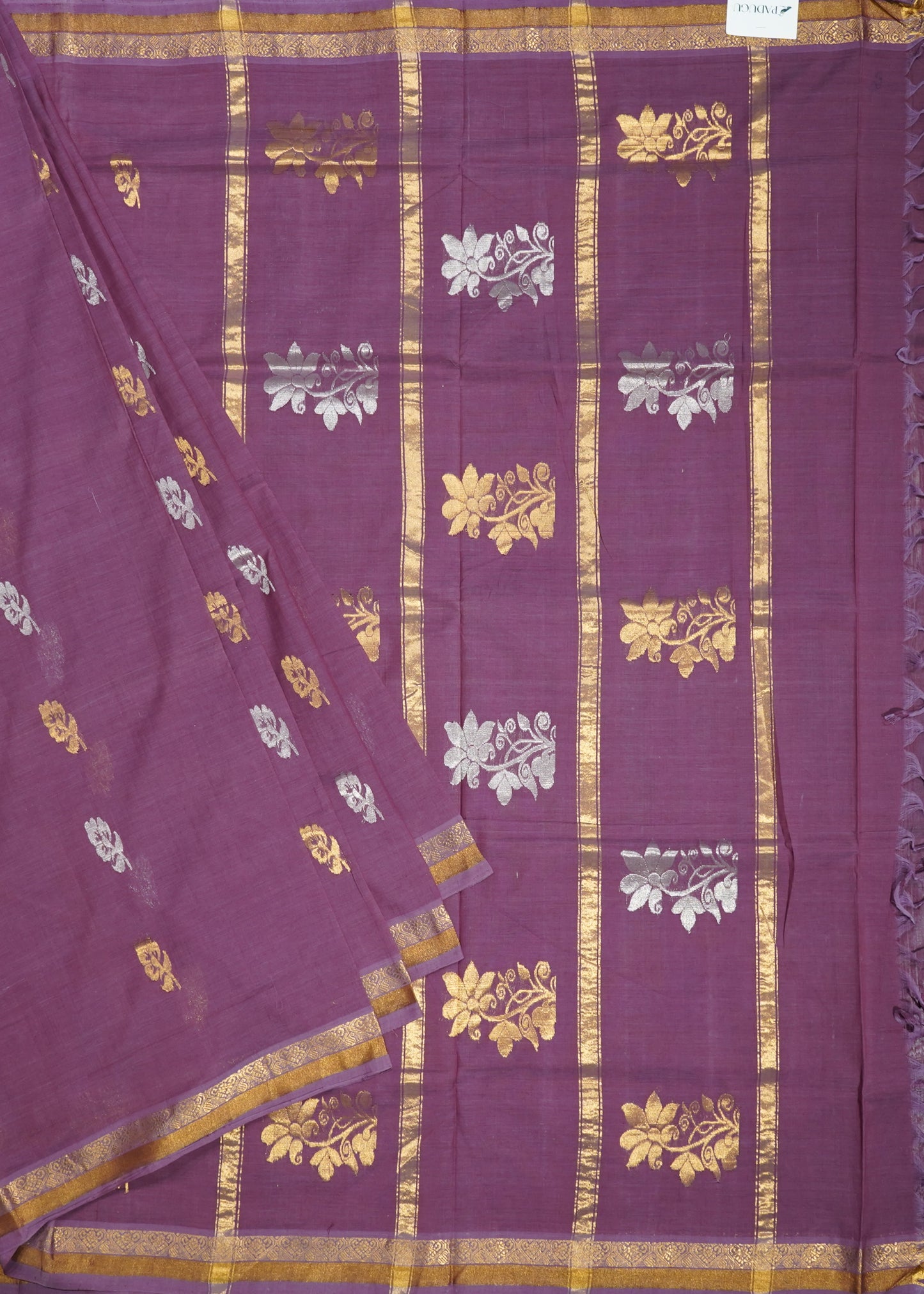 Dark Wine East Godavari Parijatham Design Pure Cotton Handloom Saree