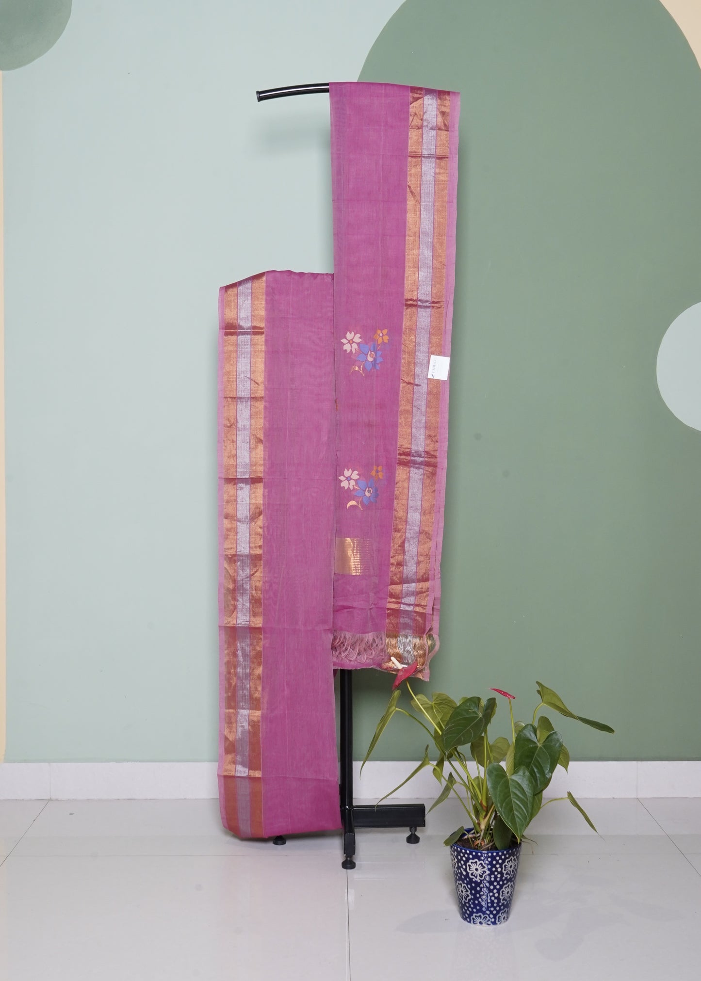 Pink East Godavari Pallu Jamdani Pure Cotton Handloom Saree