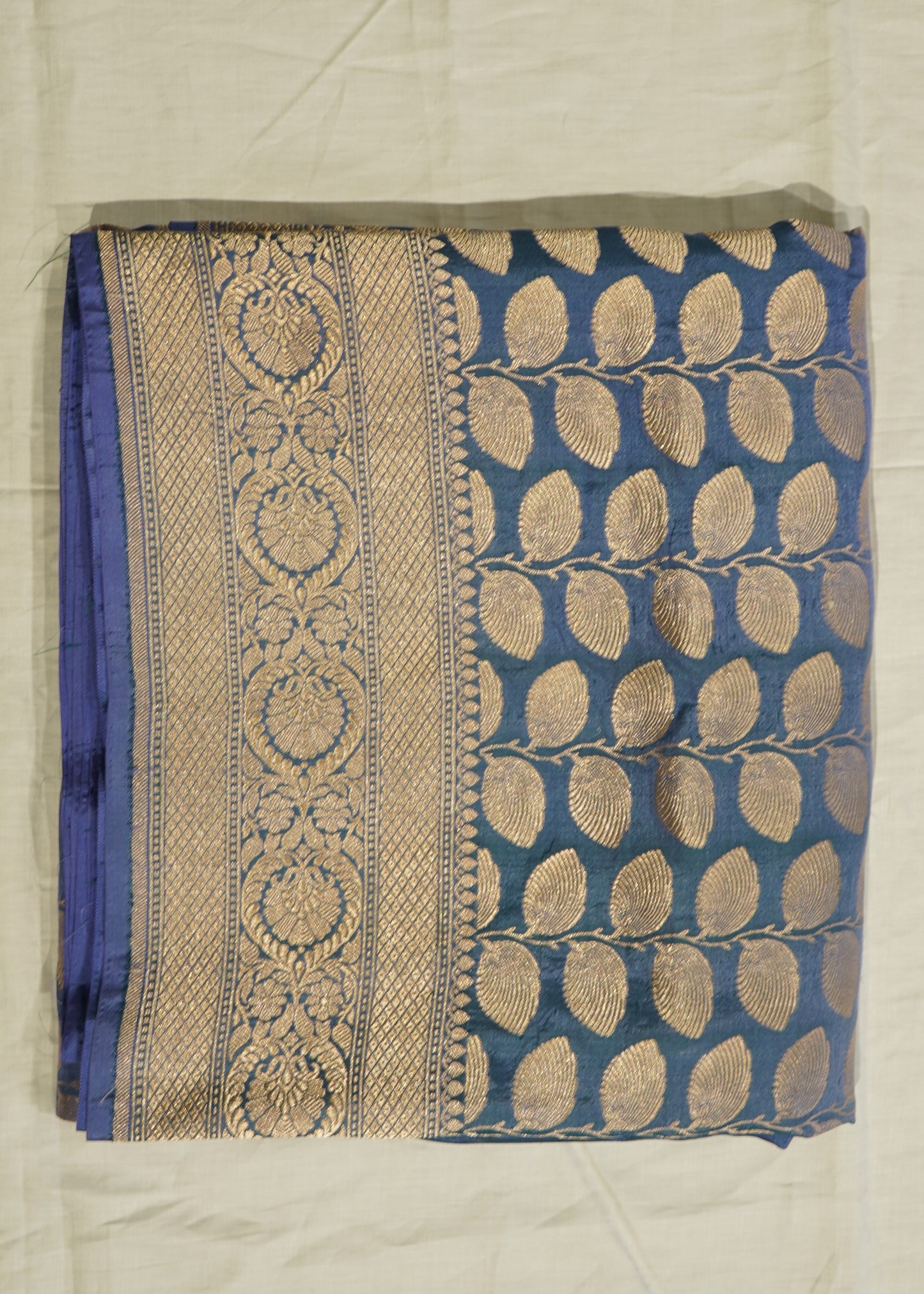 Parrot Blue Banaras All over Zari Pure Silk Handloom Saree