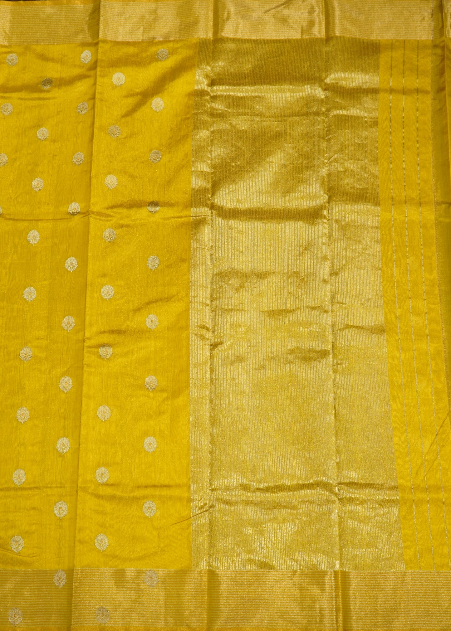 Gold Yellow Chanderi Zari buti Pure Silk Handloom Saree