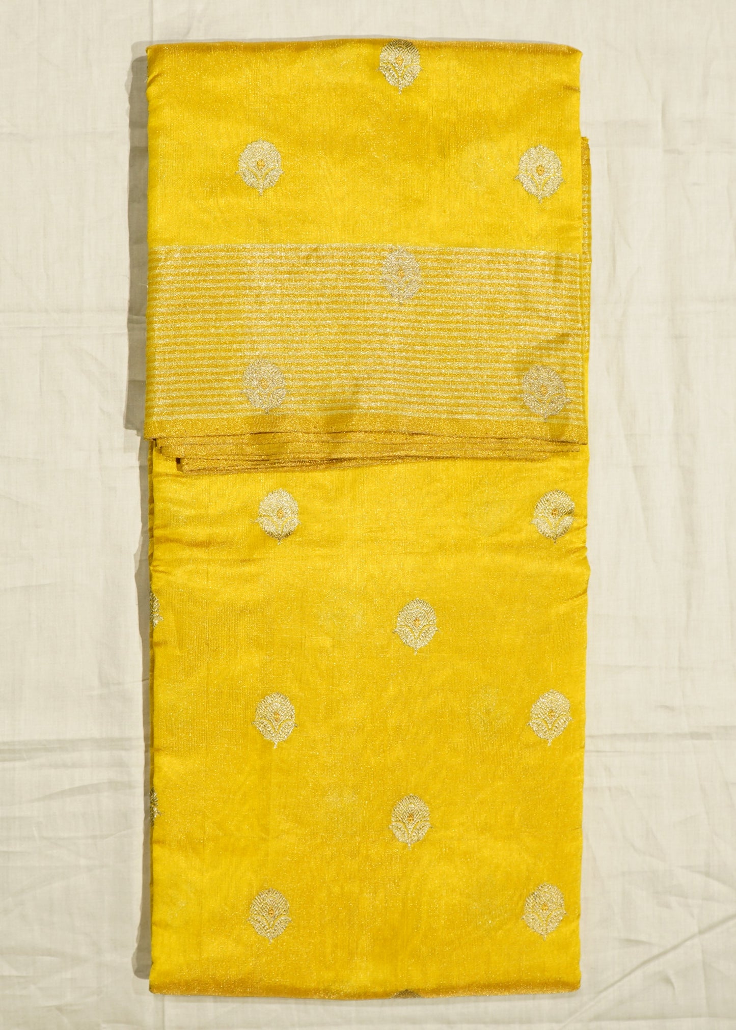 Gold Yellow Chanderi Zari buti Pure Silk Handloom Saree