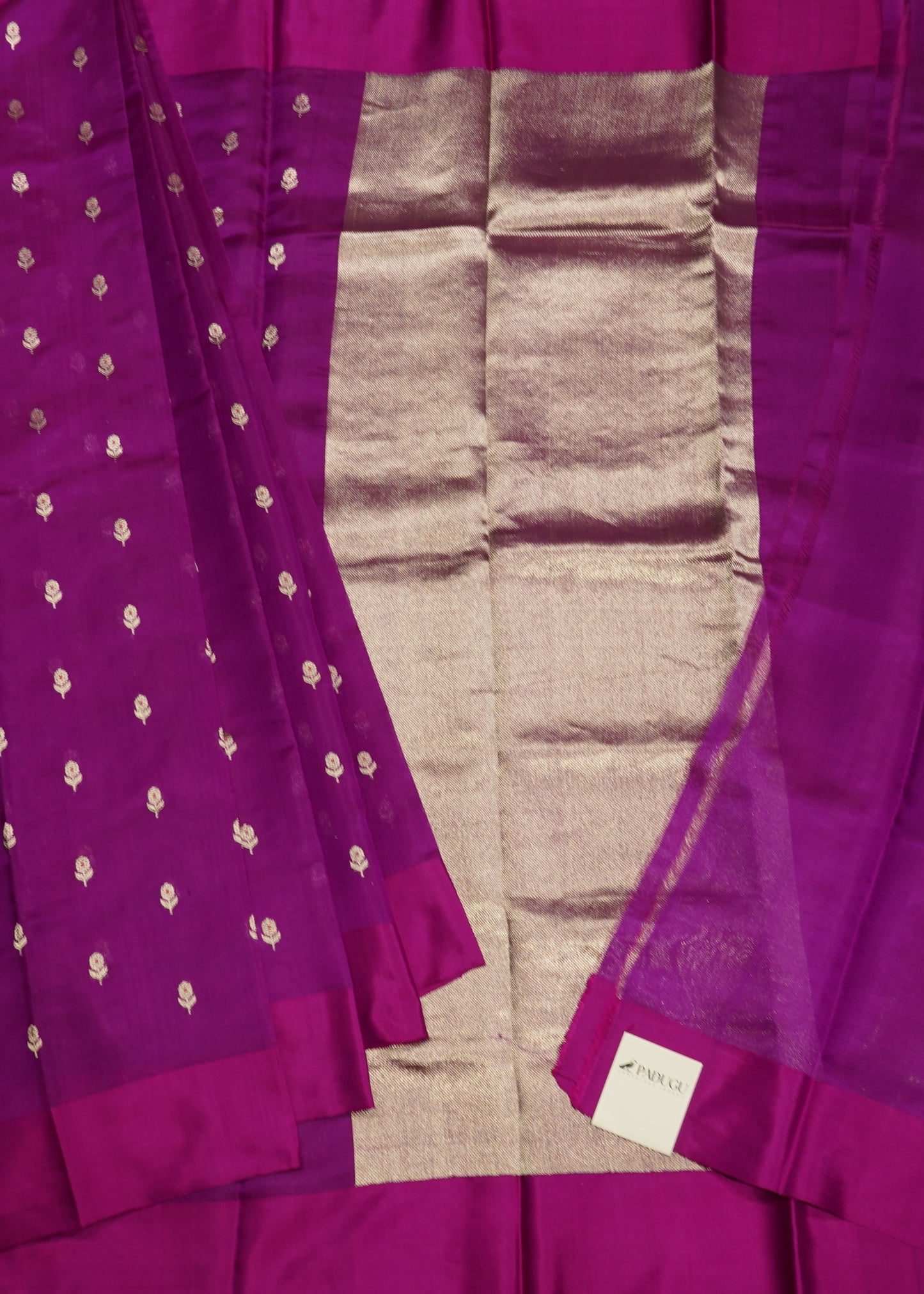 Voilet Chanderi Zari buti Pure Silk Handloom Saree