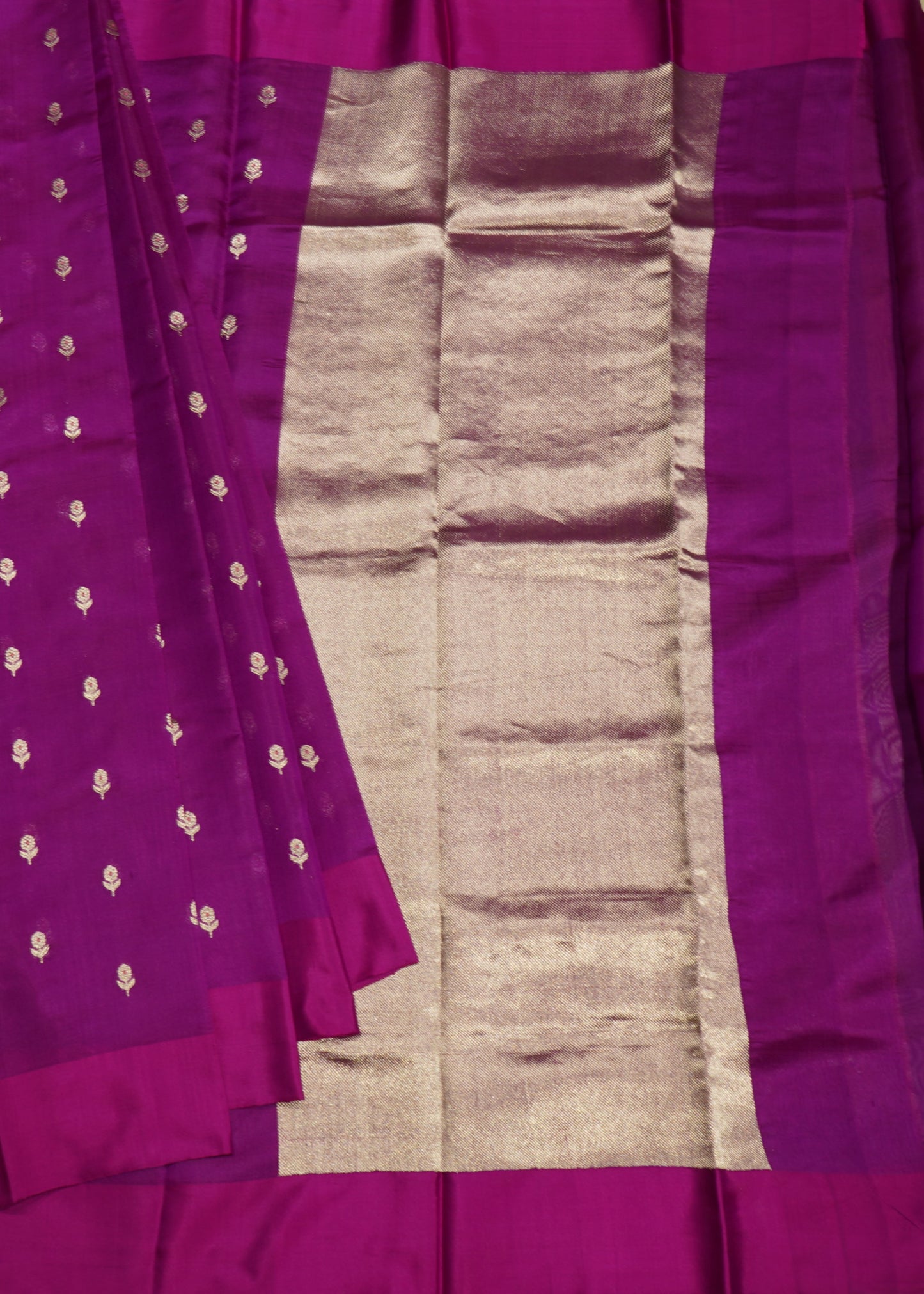Voilet Chanderi Zari buti Pure Silk Handloom Saree