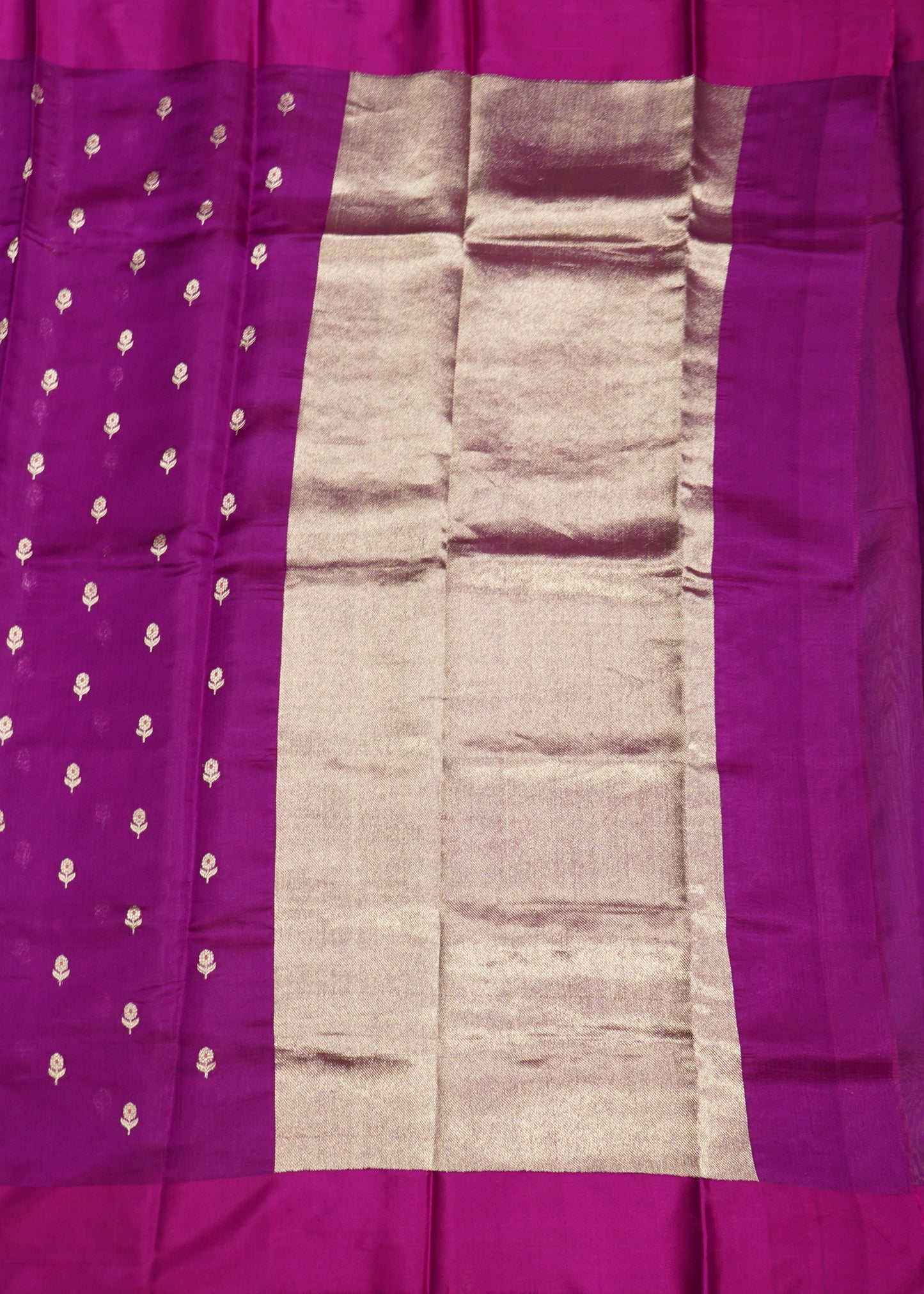 Voilet Chanderi Zari buti Pure Silk Handloom Saree