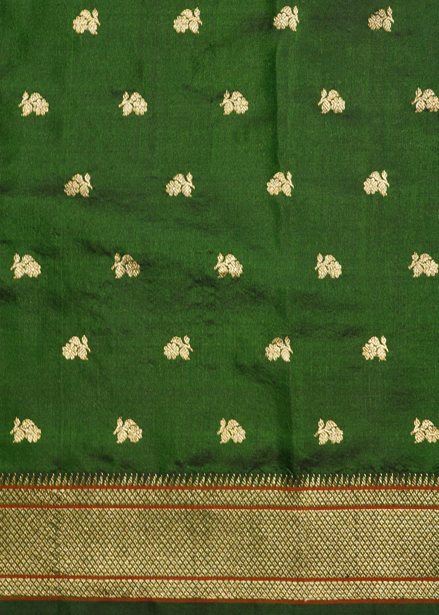 Green Chanderi Zari Buti Pure Silk Handloom Saree