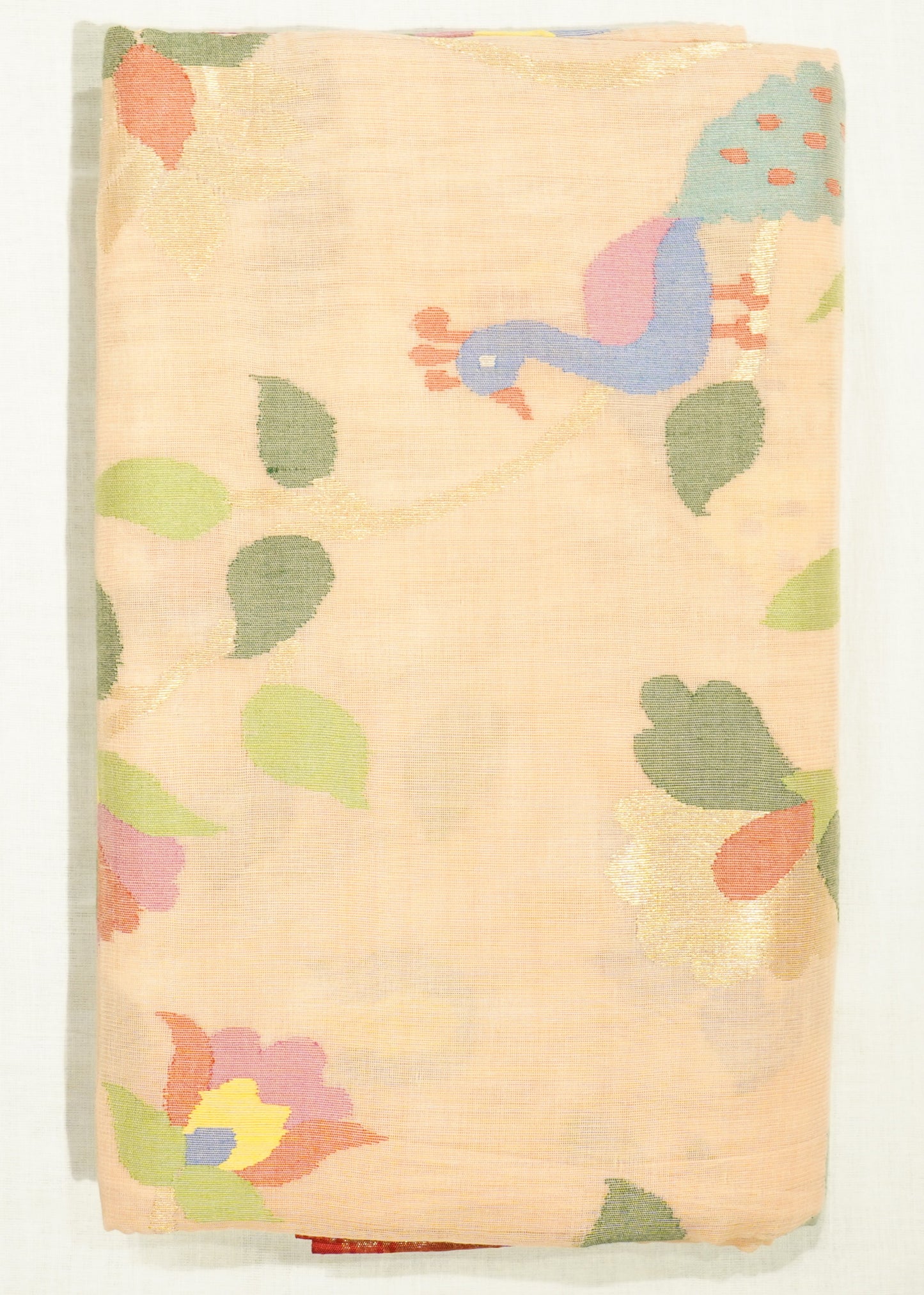 Apricot Ponduru All Over Jamdani Pure Cotton Handloom Saree