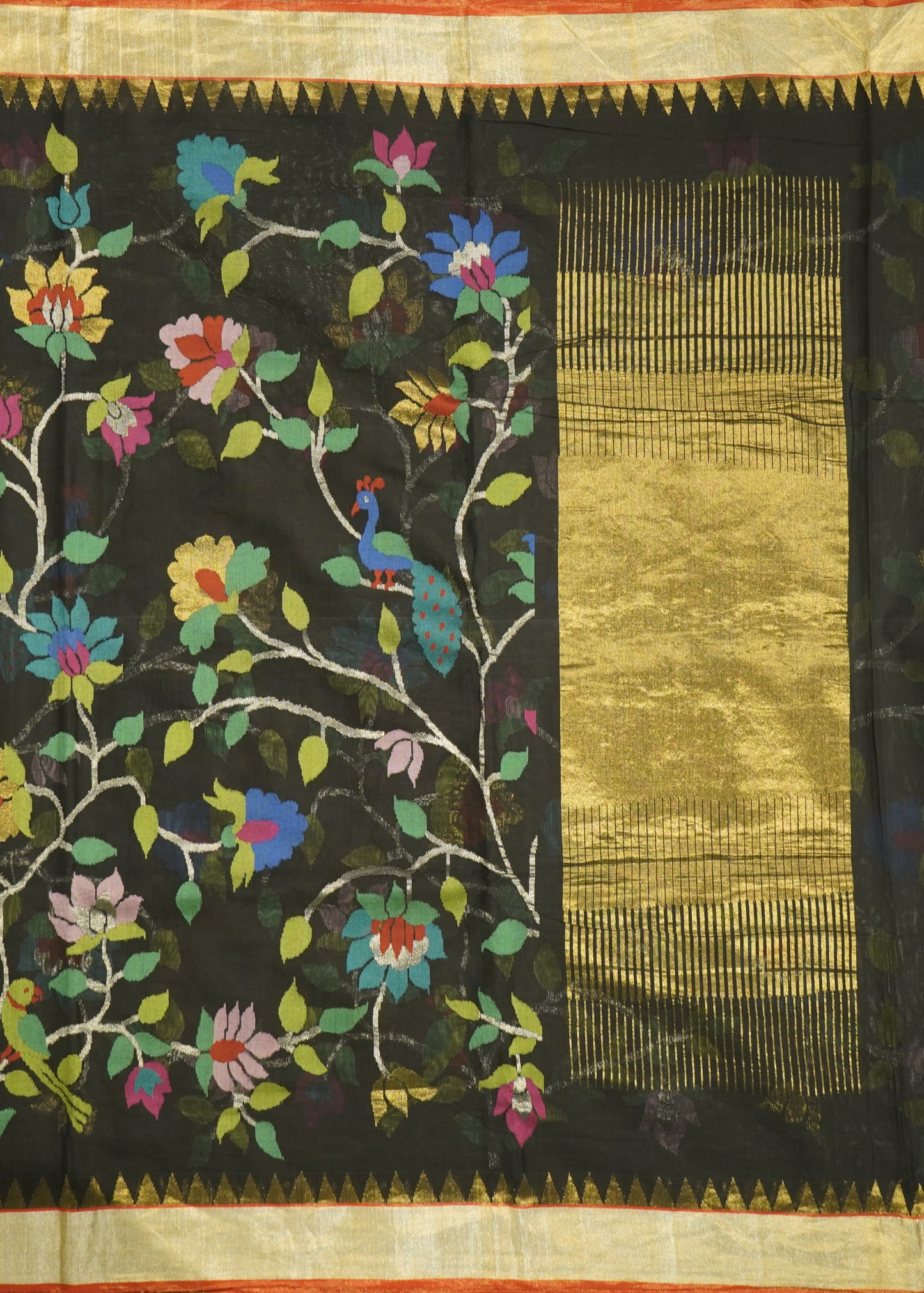 Black Ponduru All Over Jamdani Pure Cotton Handloom Saree