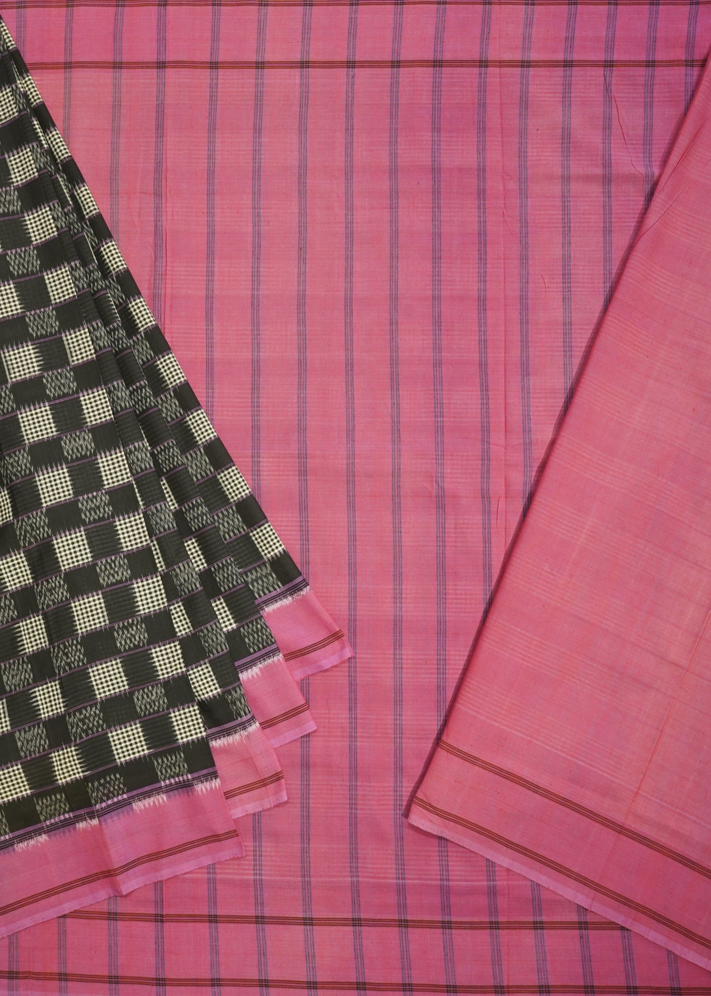 Black Pochampally Double Ikkat Pure Cotton Handloom Saree