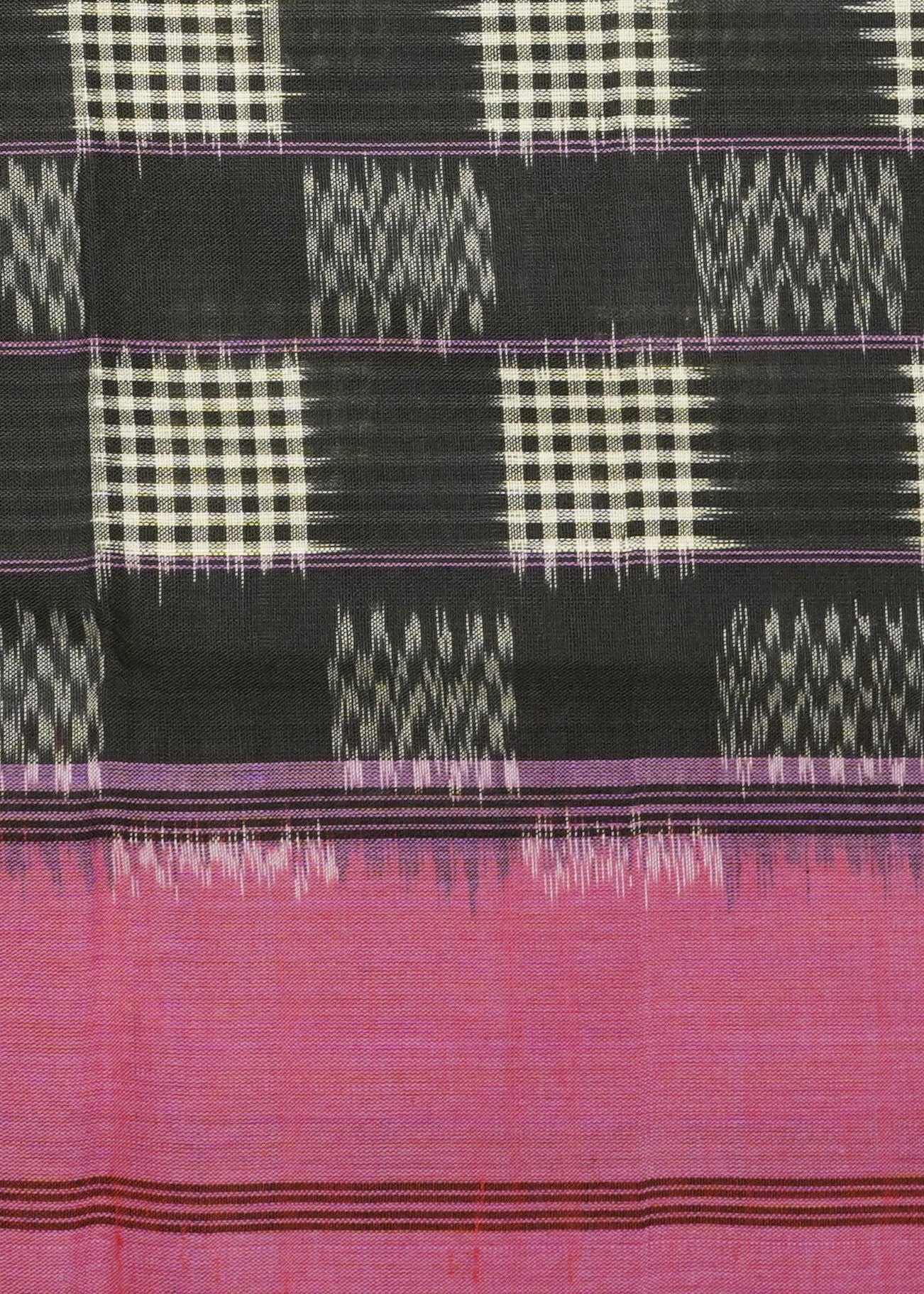 Black Pochampally Double Ikkat Pure Cotton Handloom Saree