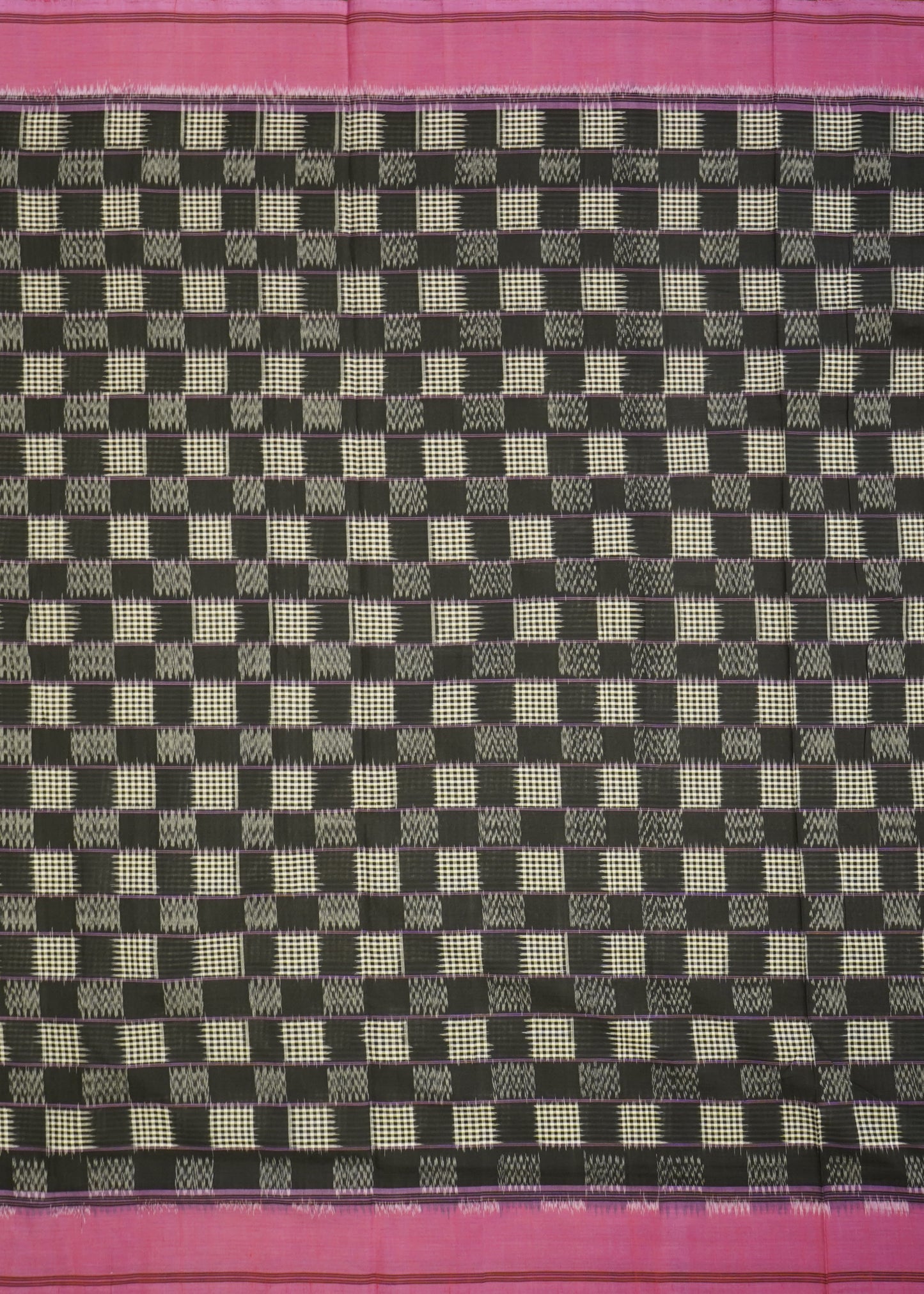 Black Pochampally Double Ikkat Pure Cotton Handloom Saree
