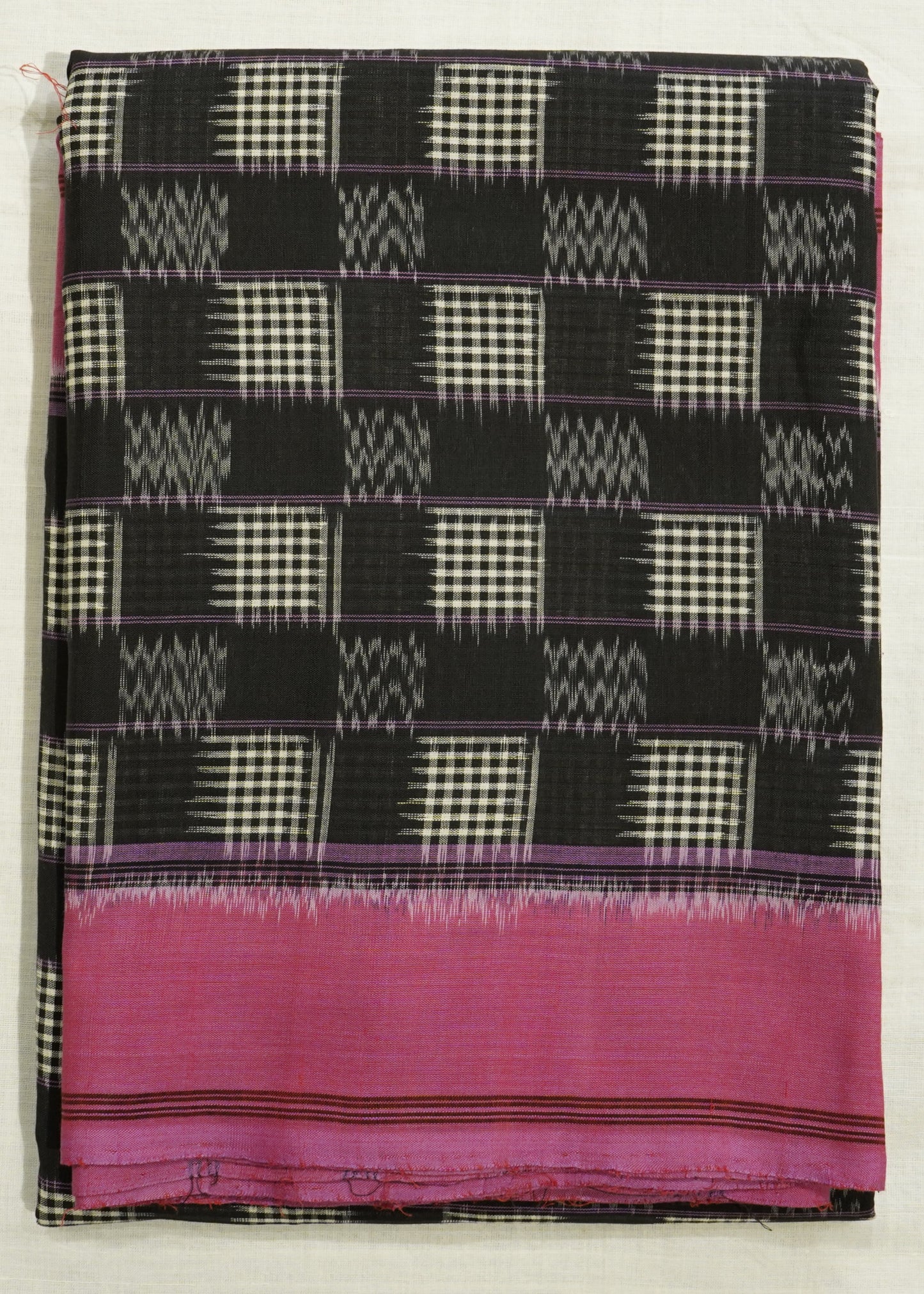 Black Pochampally Double Ikkat Pure Cotton Handloom Saree