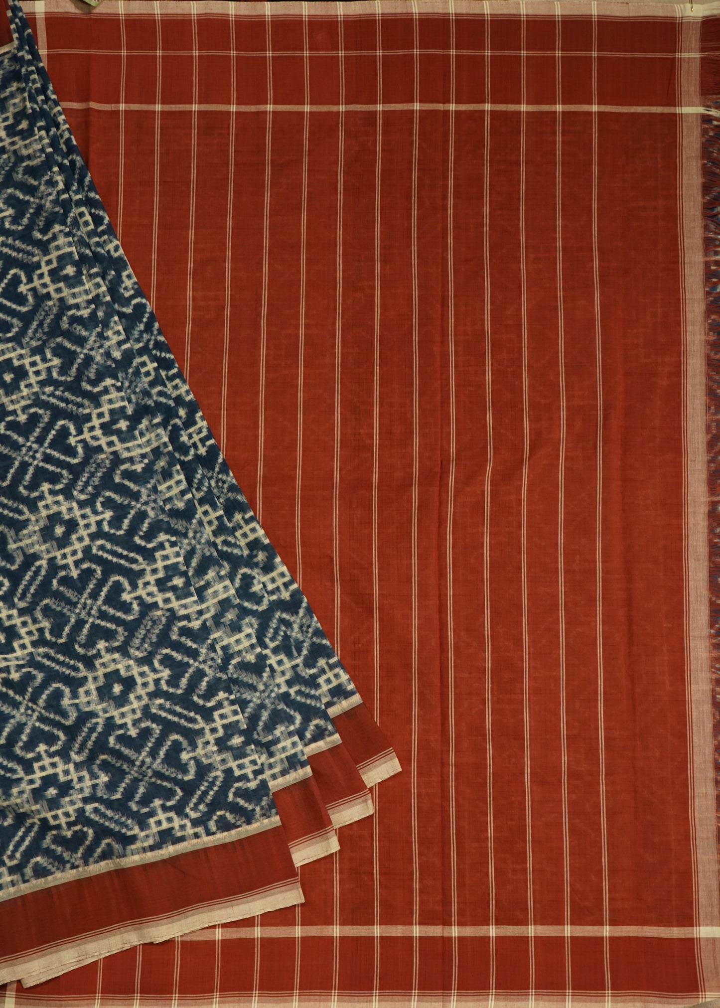 Blue Ikkat Pochampally Pure Cotton Handloom Saree