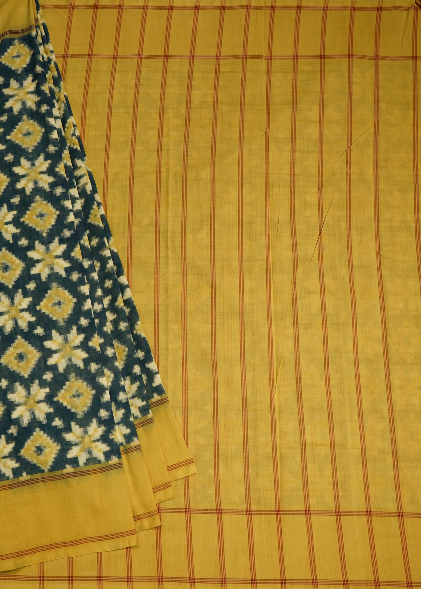 Blue Ikkat Pochampally Teliya Design Pure Cotton Handloom Saree