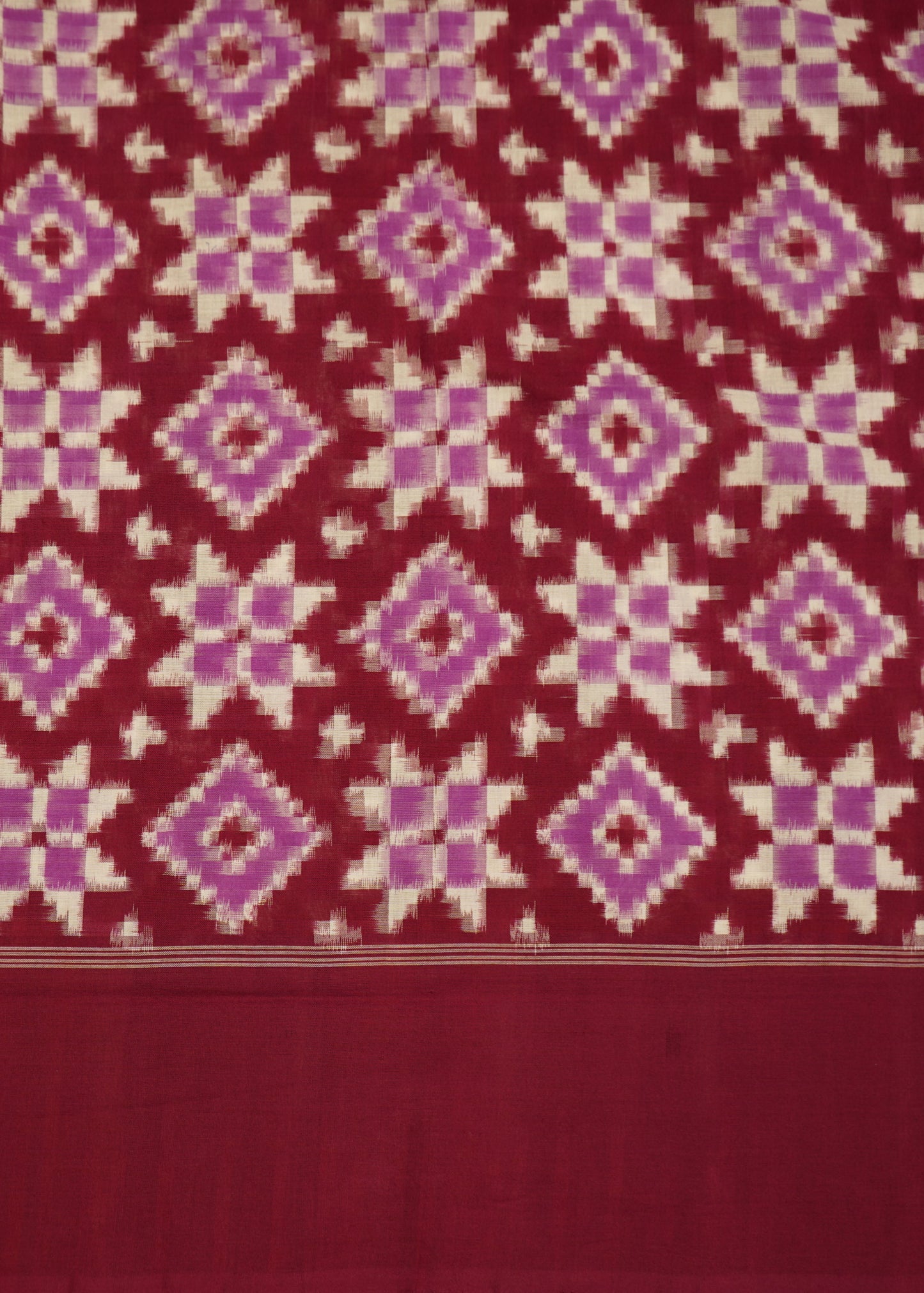 Violet Red Ikkat Pochampally Teliya Design Pure Cotton Handloom Saree