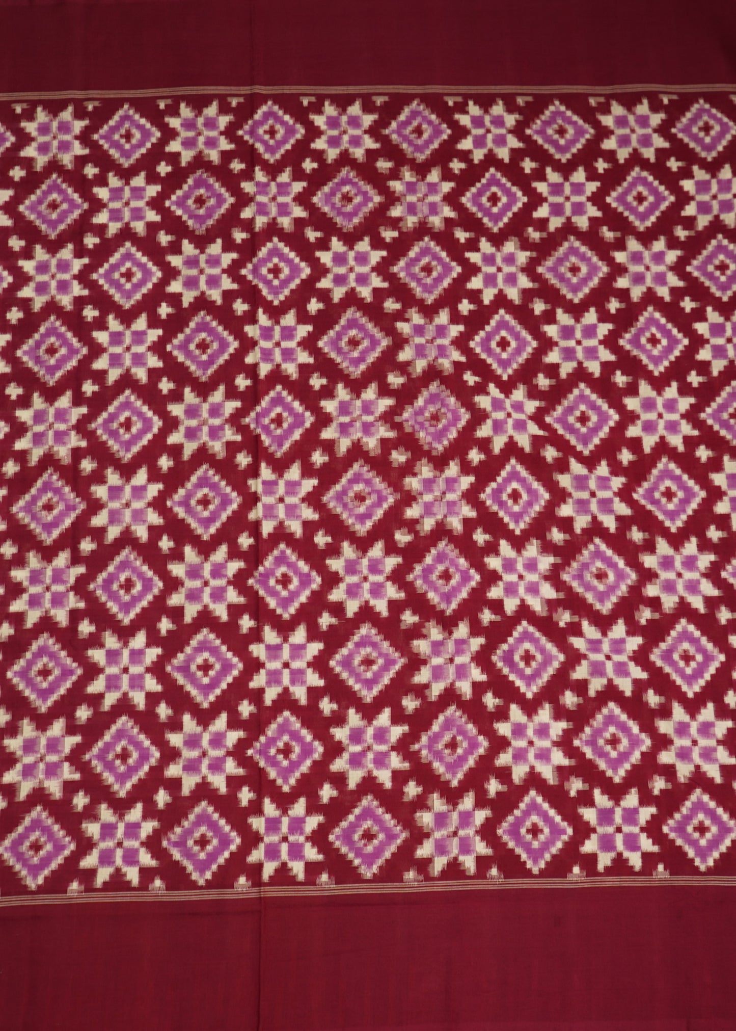 Violet Red Ikkat Pochampally Teliya Design Pure Cotton Handloom Saree