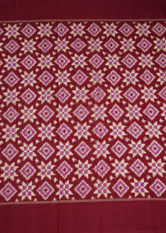 Violet Red Ikkat Pochampally Teliya Design Pure Cotton Handloom Saree