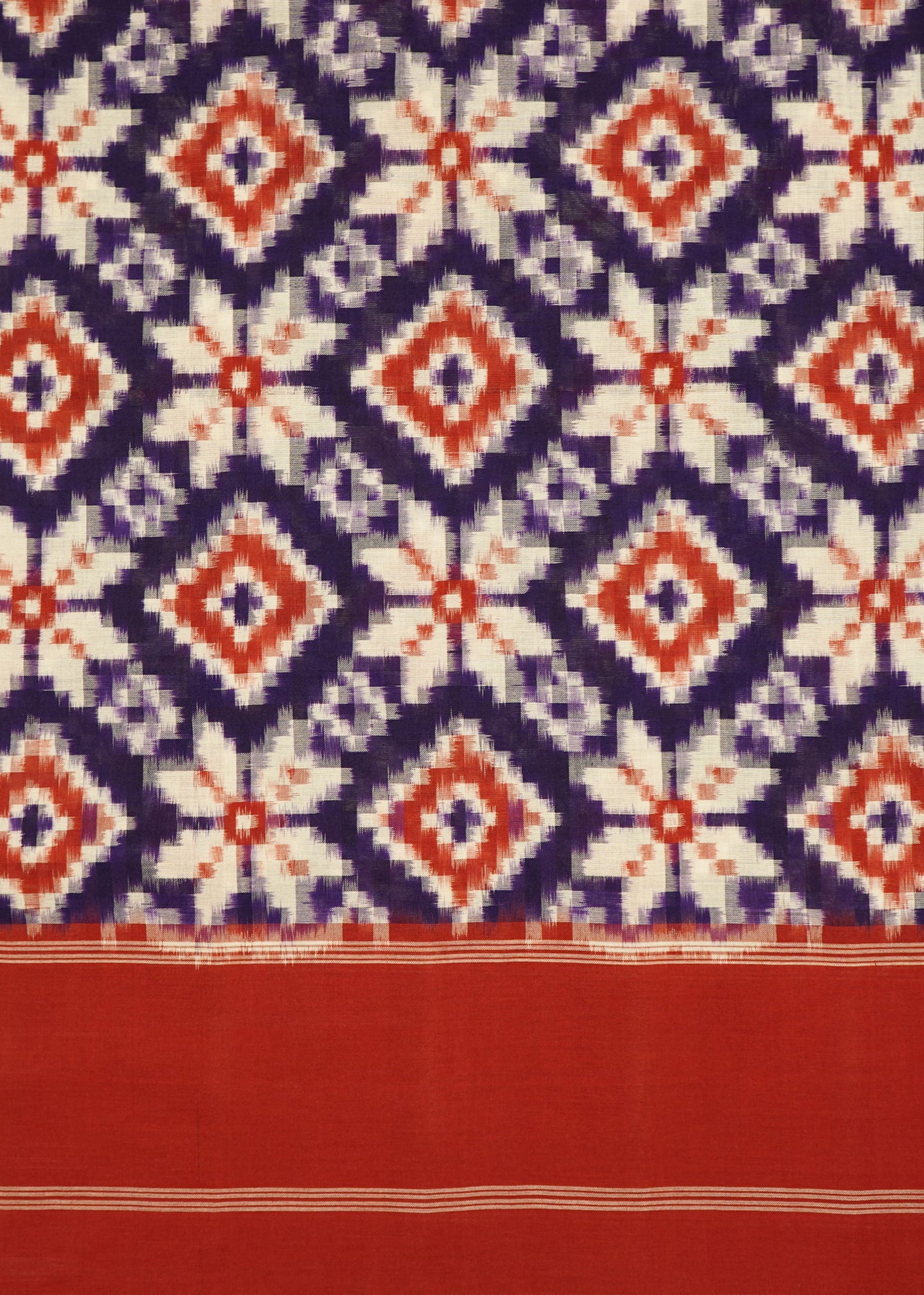 Red & Lavender Ikkat Pochampally Teliya Design Pure cotton Handloom Saree