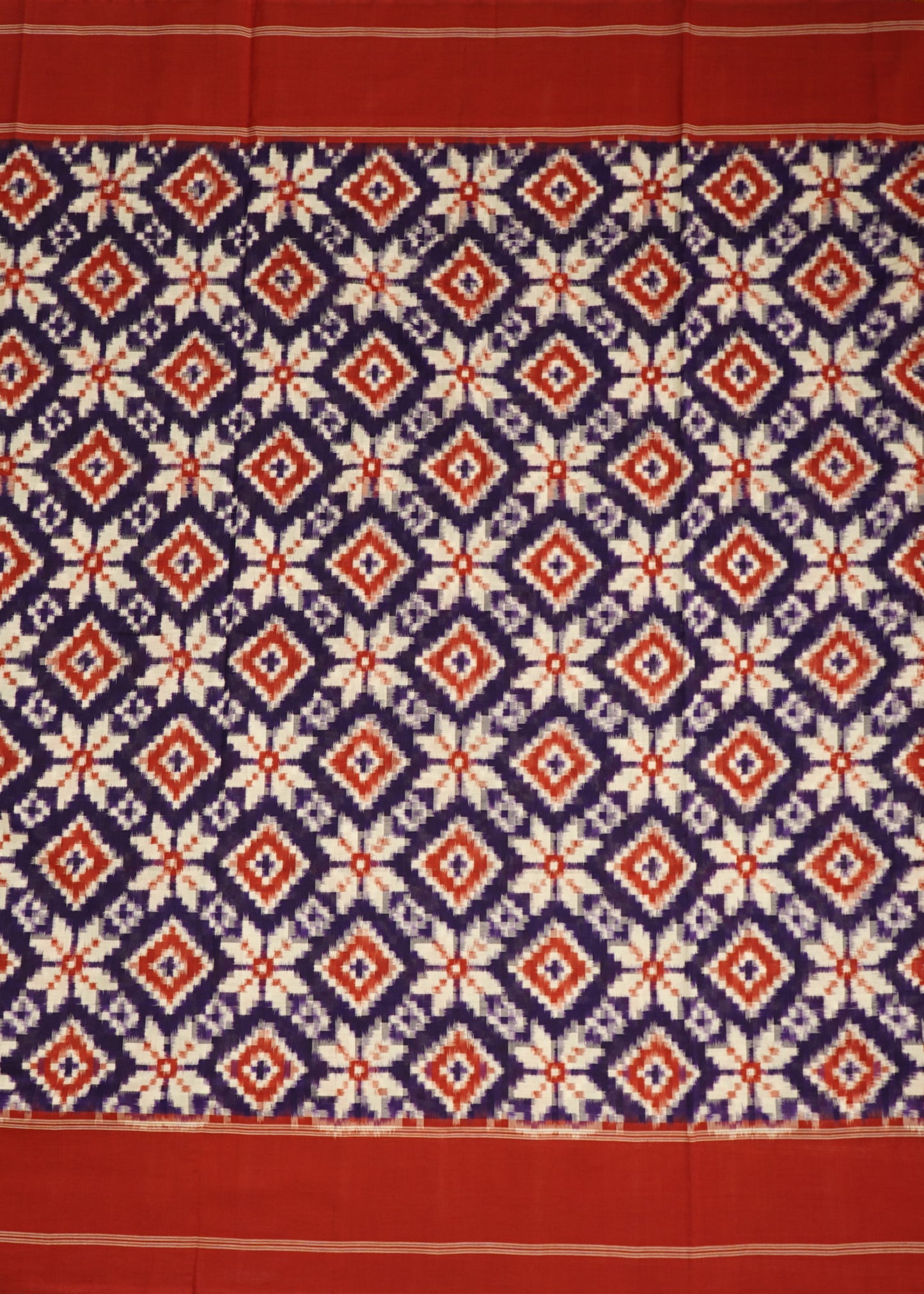 Red & Lavender Ikkat Pochampally Teliya Design Pure cotton Handloom Saree