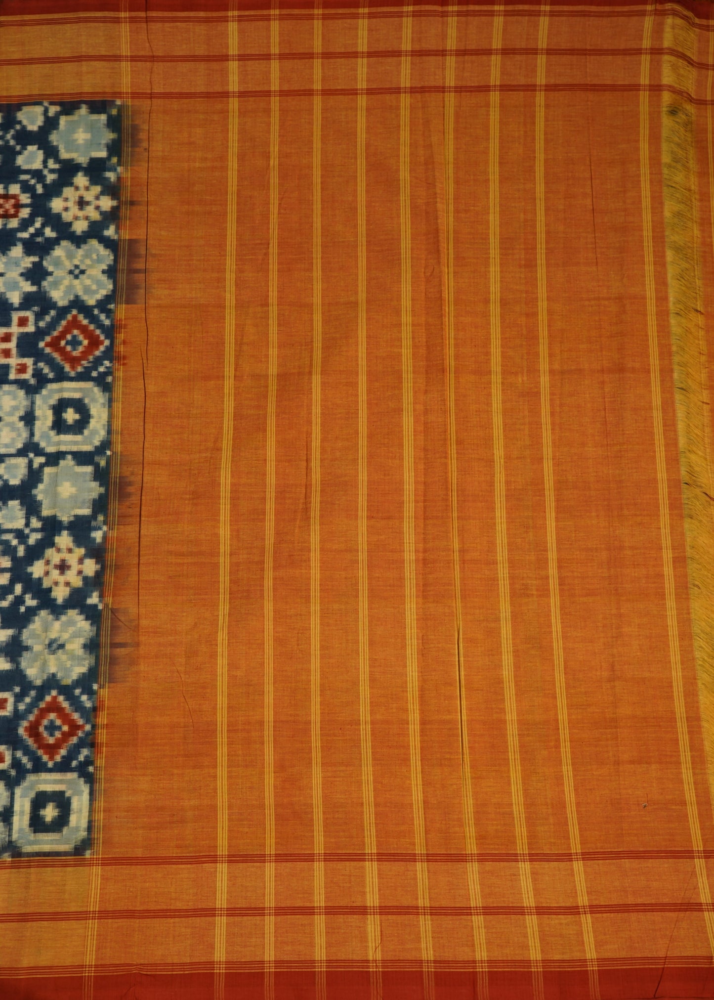 Indigo Blue Ikkat Pochampally 20 Motif Design Pure Cotton Handloom Saree