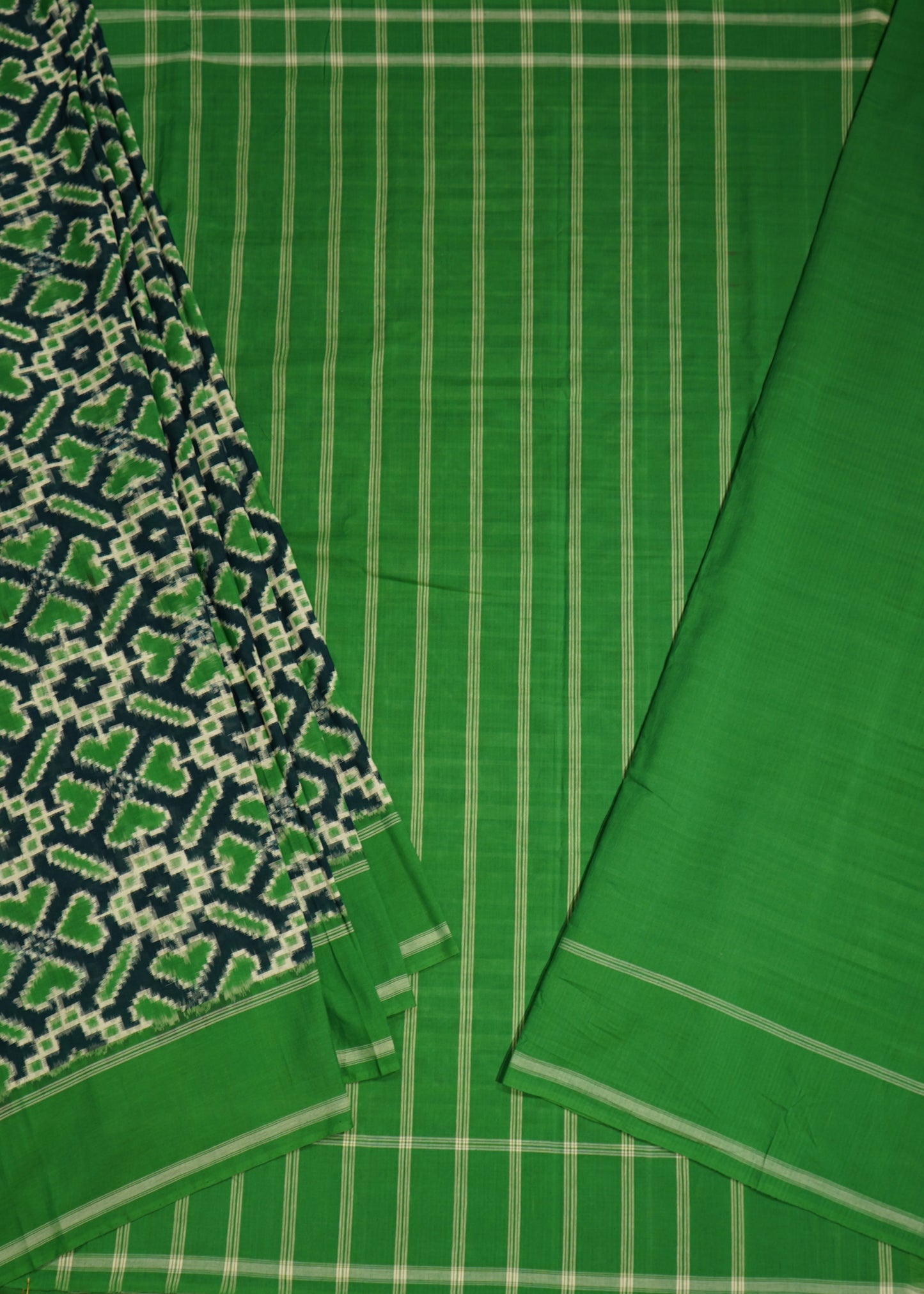 Green Ikkat Pochampally Pure Cotton Handloom Saree