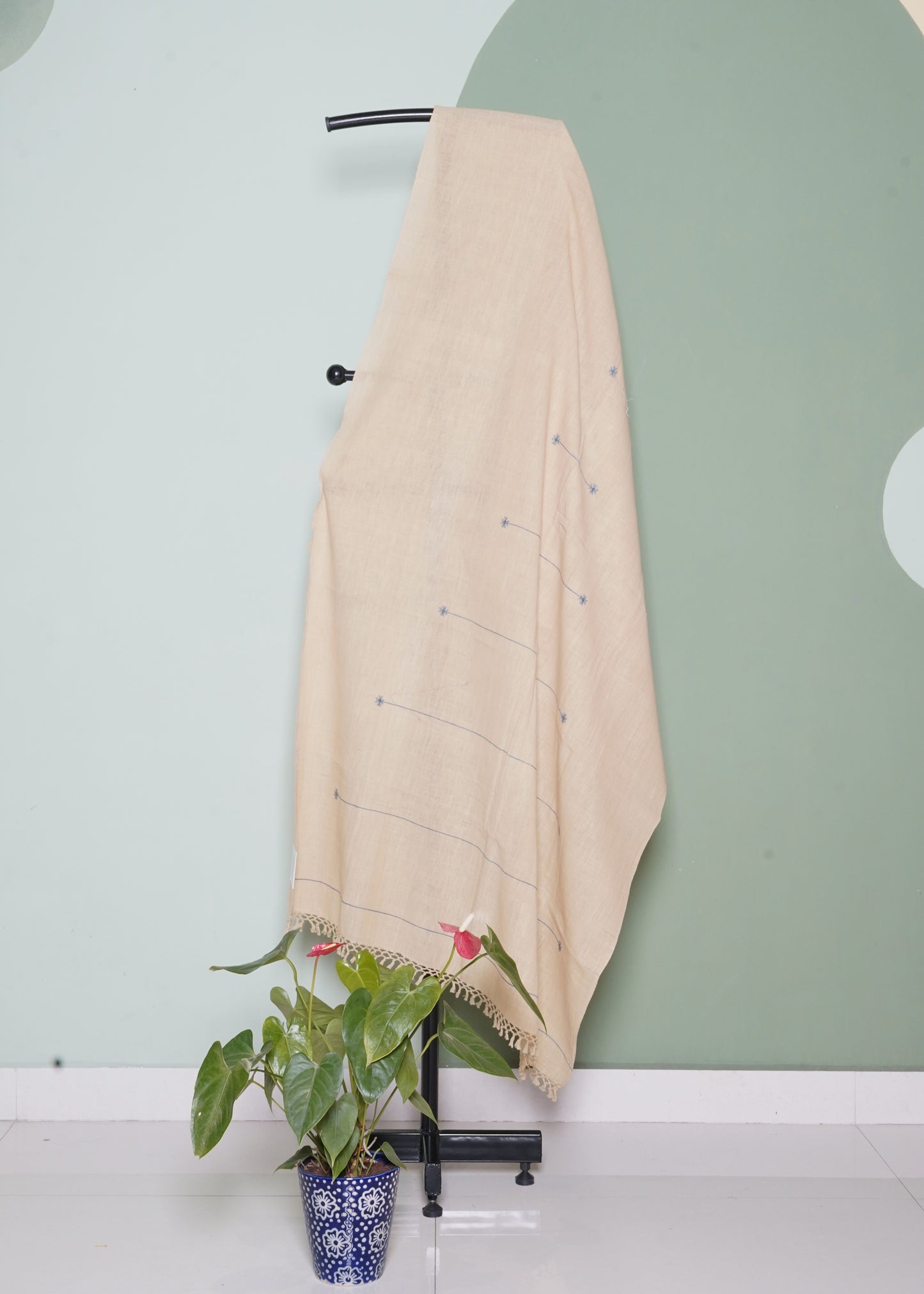 Cream Gujarat Pure Cotton Handloom Dupatta